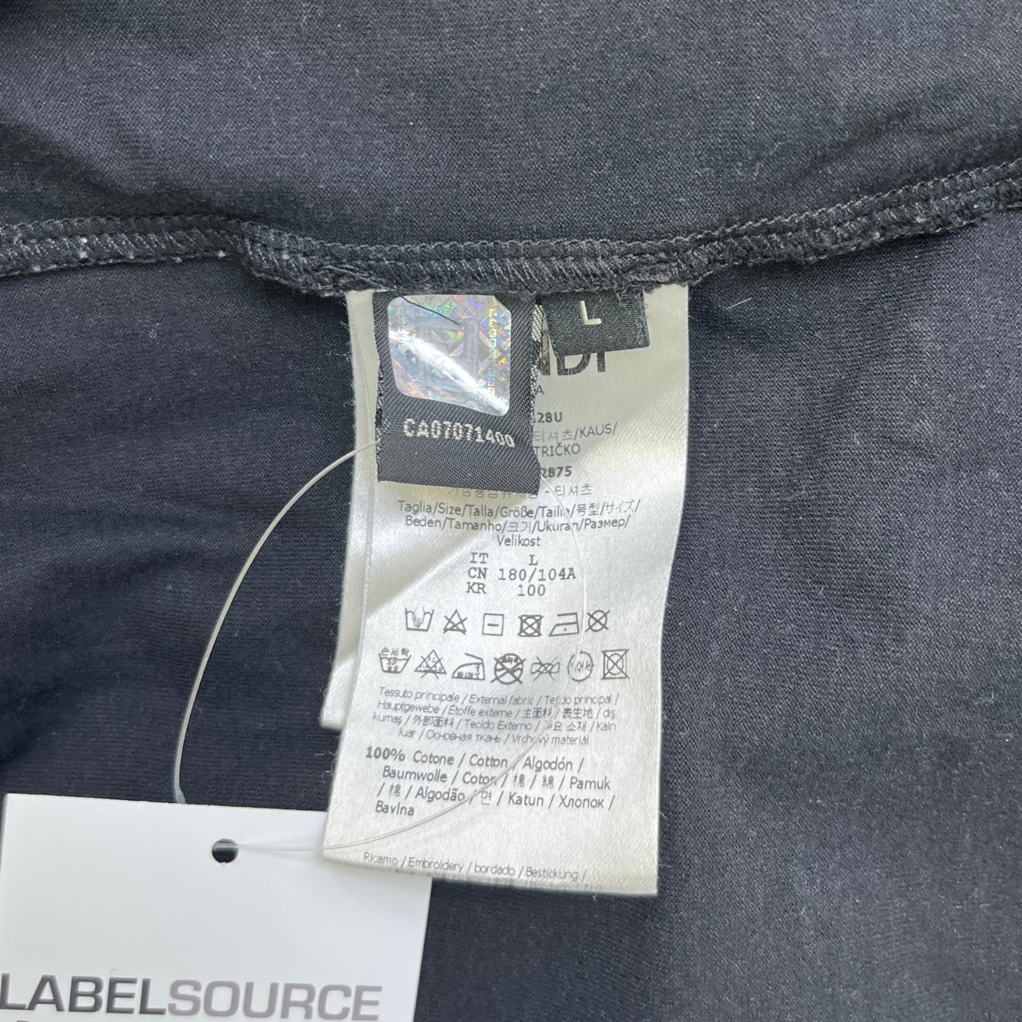 Men's Embroidered Logo T-Shirt Black Size L