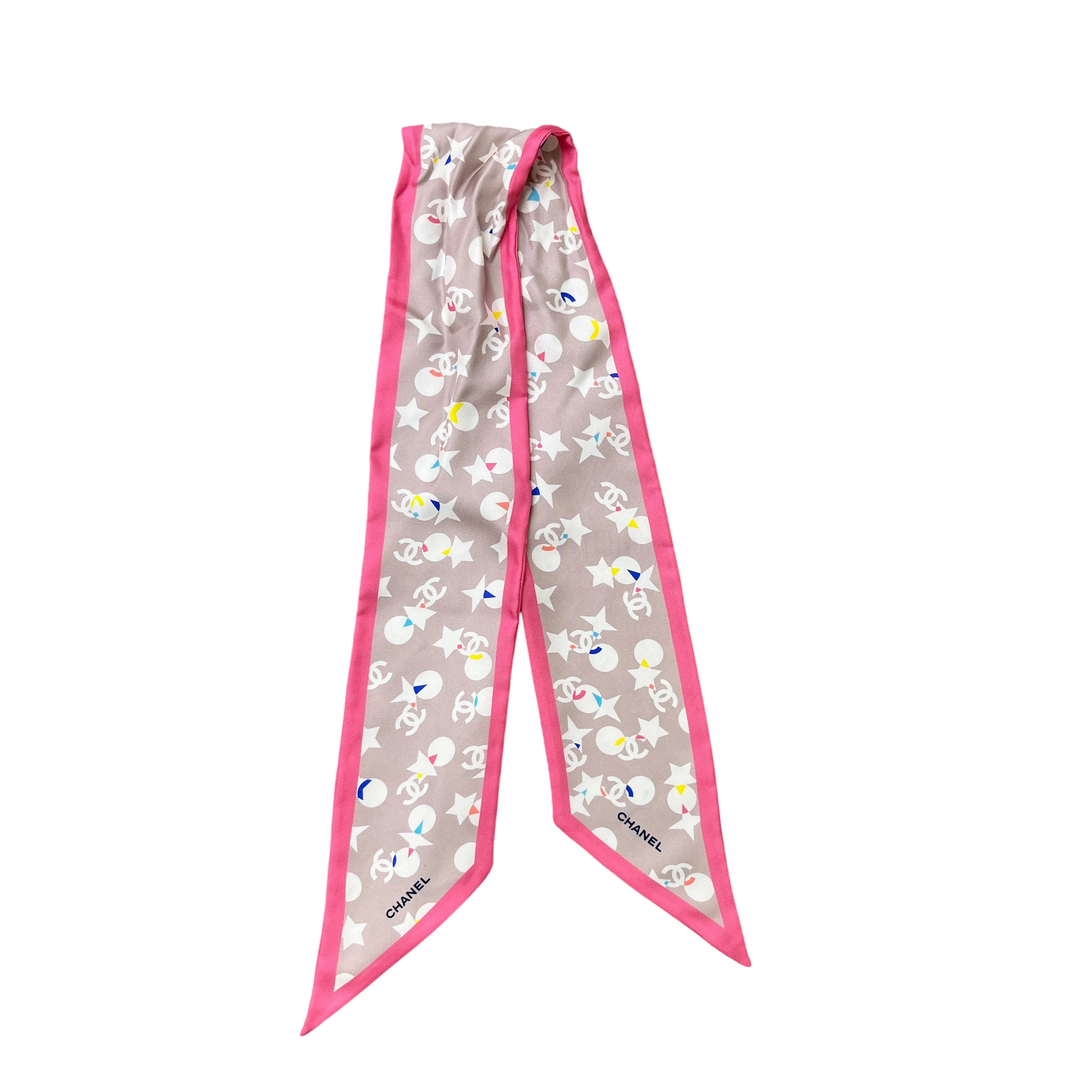 Women's Cc Logo Silk Scarf And Scrunchy Scarf Pink