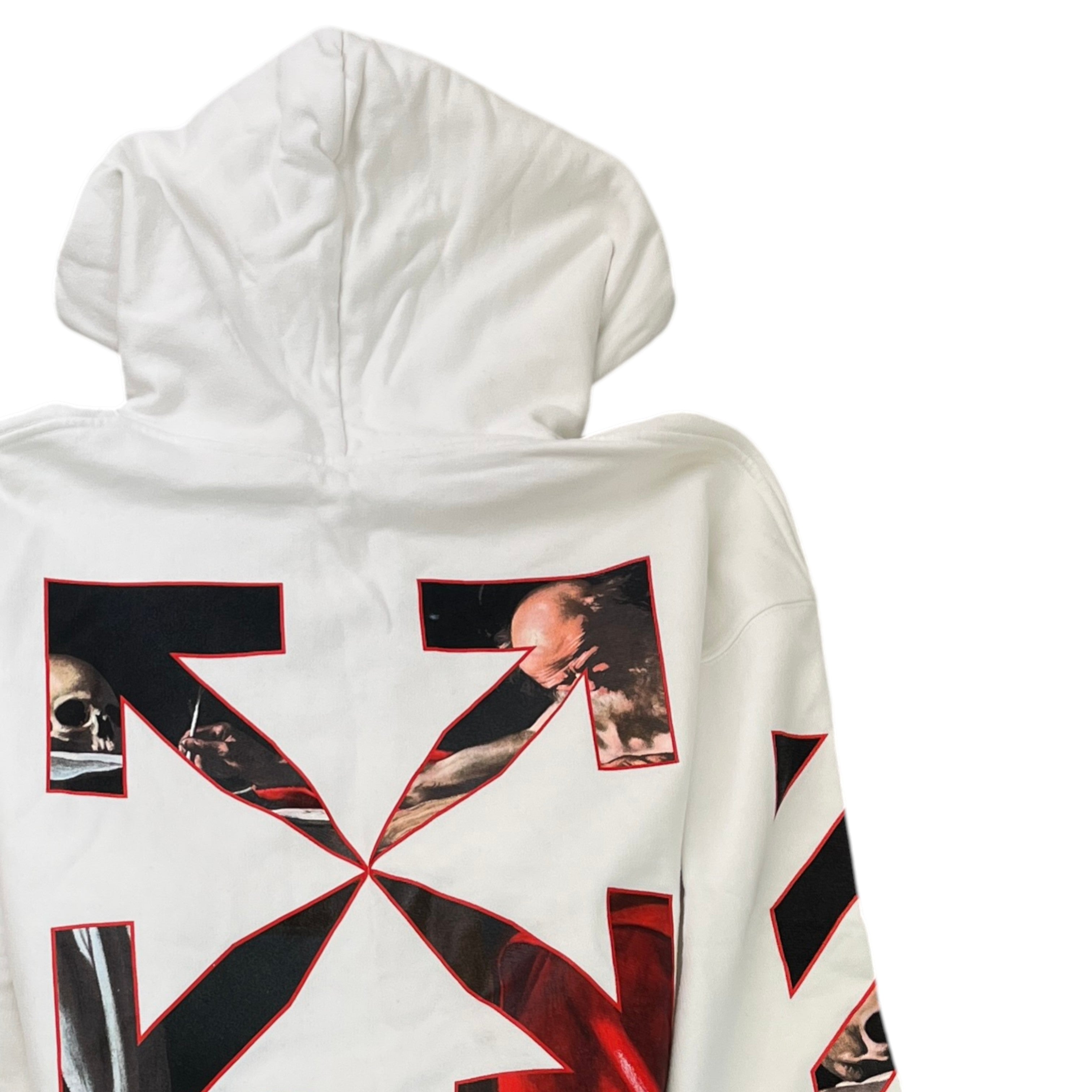 Men's Caravaggio Print Hoodie White Size S