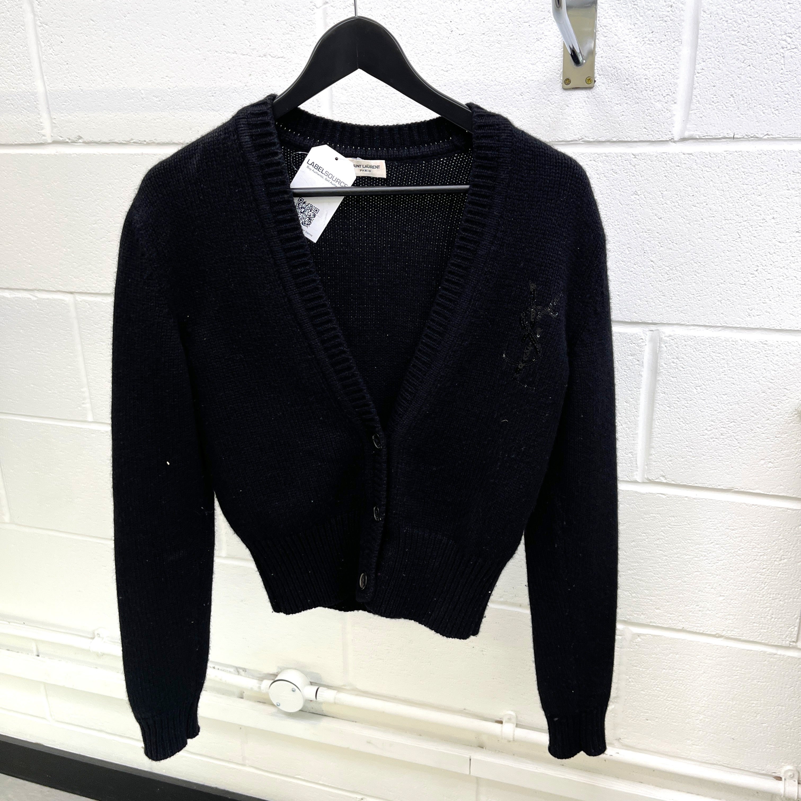 Women's Embellished Logo Cardigan Black Size XS