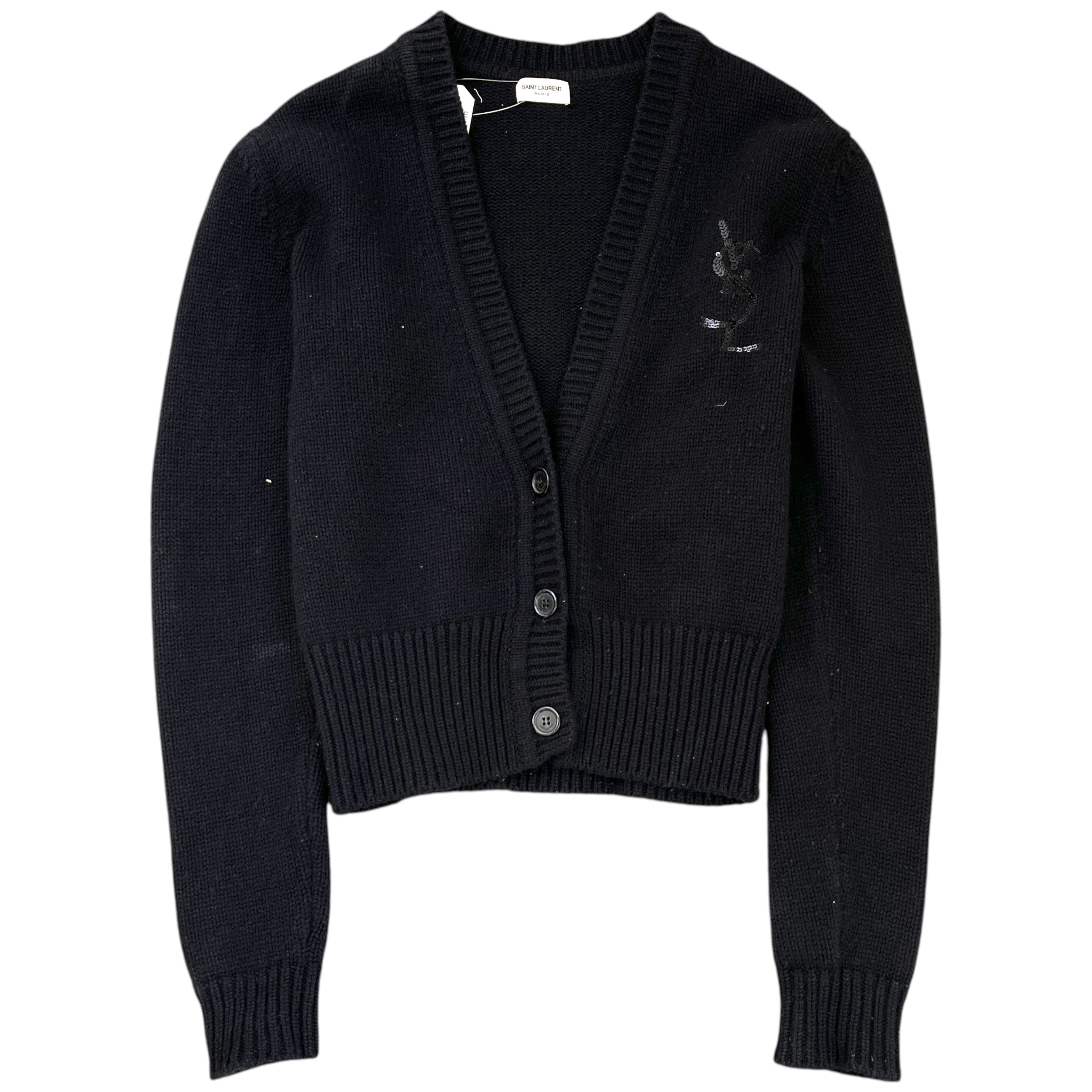 Women's Embellished Logo Cardigan Black Size XS