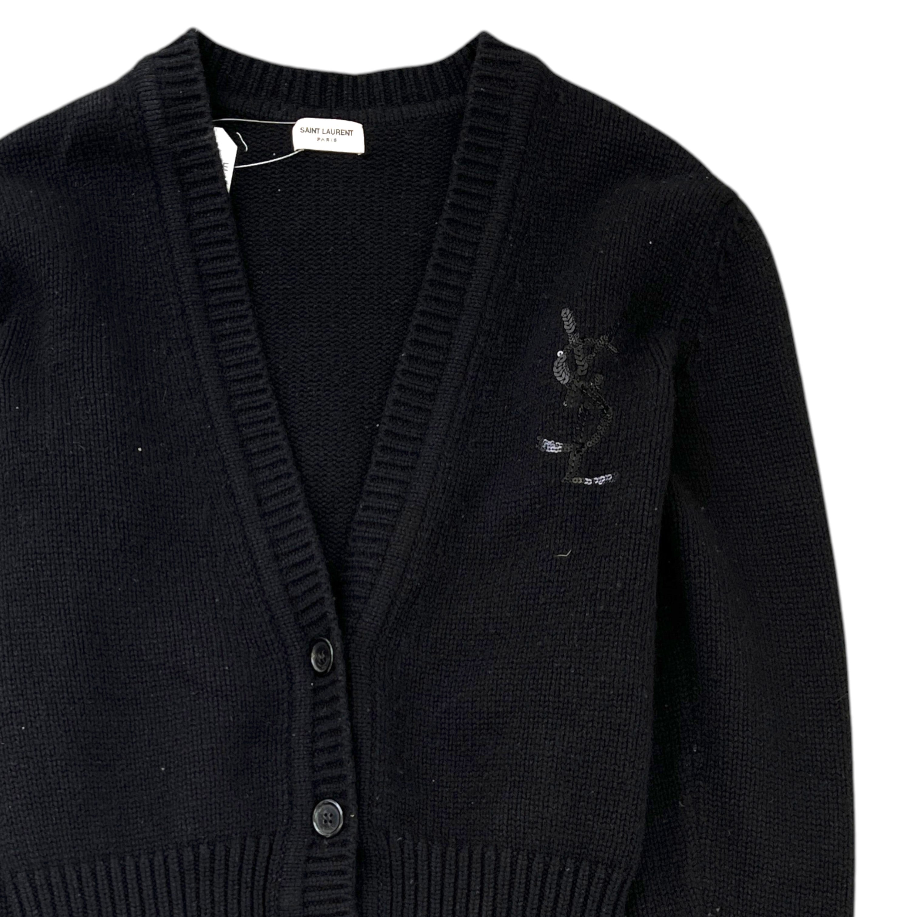 Women's Embellished Logo Cardigan Black Size XS