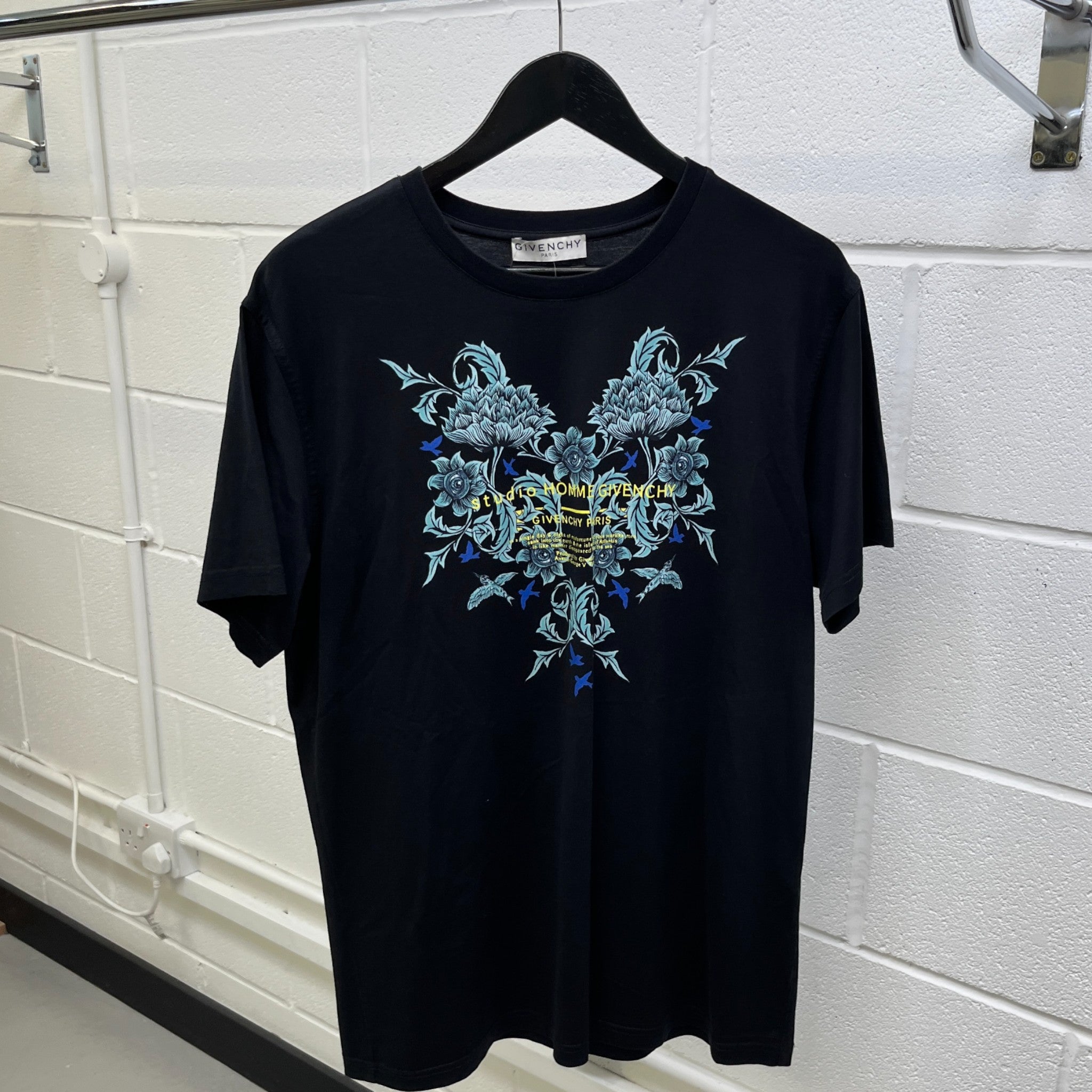 Men's Studio Homme Floral Print T-Shirt Black Size S