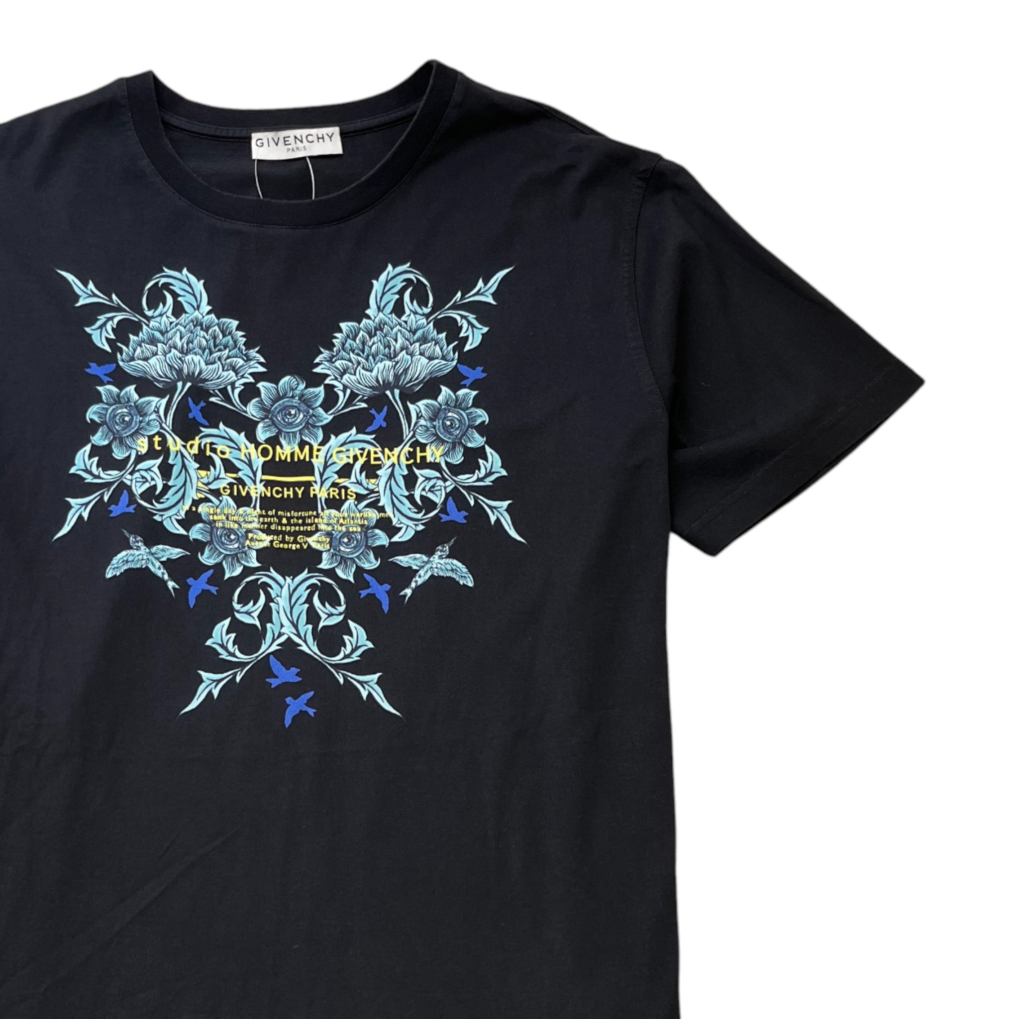 Men's Studio Homme Floral Print T-Shirt Black Size S