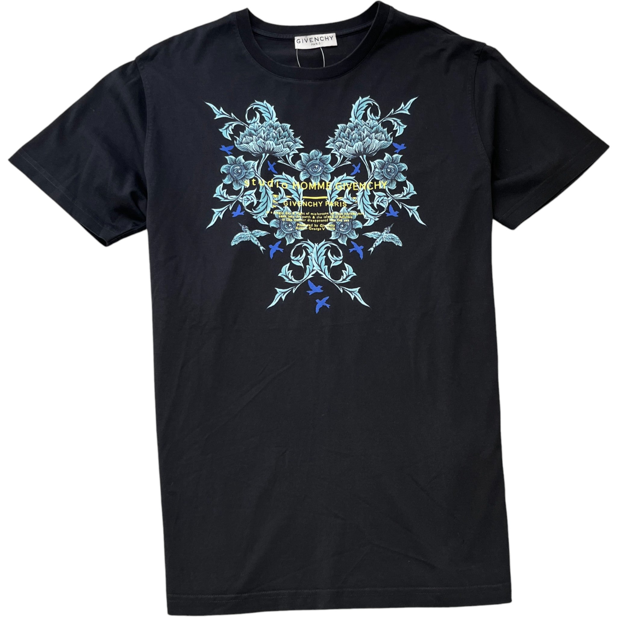 Men's Studio Homme Floral Print T-Shirt Black Size S