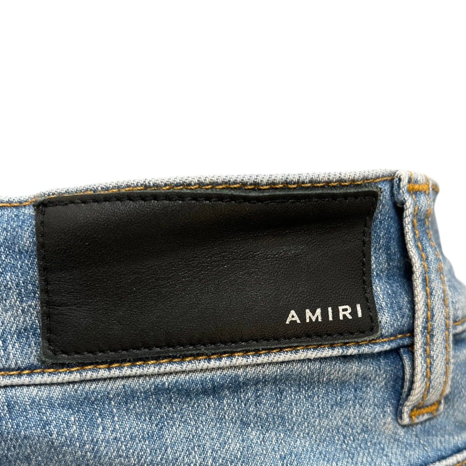 Men's Logo Print Distressed Jeans Blue Size Waist 30"