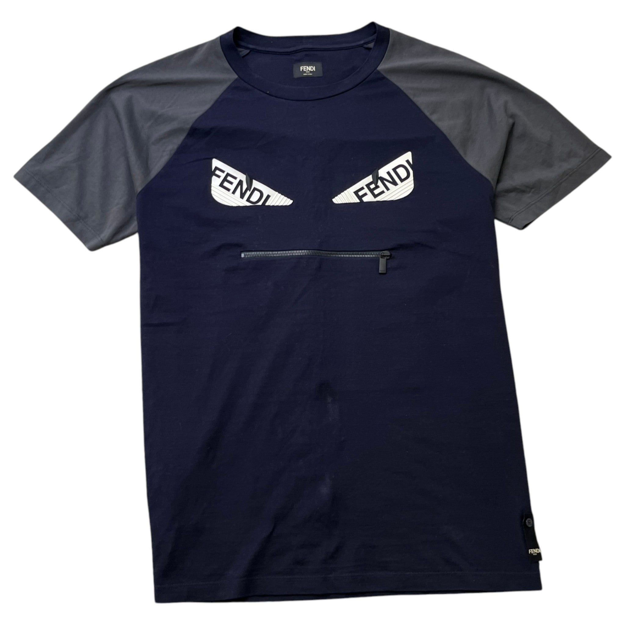 Men's Logo Eyes Zip Pocket T-Shirt Navy Size XL