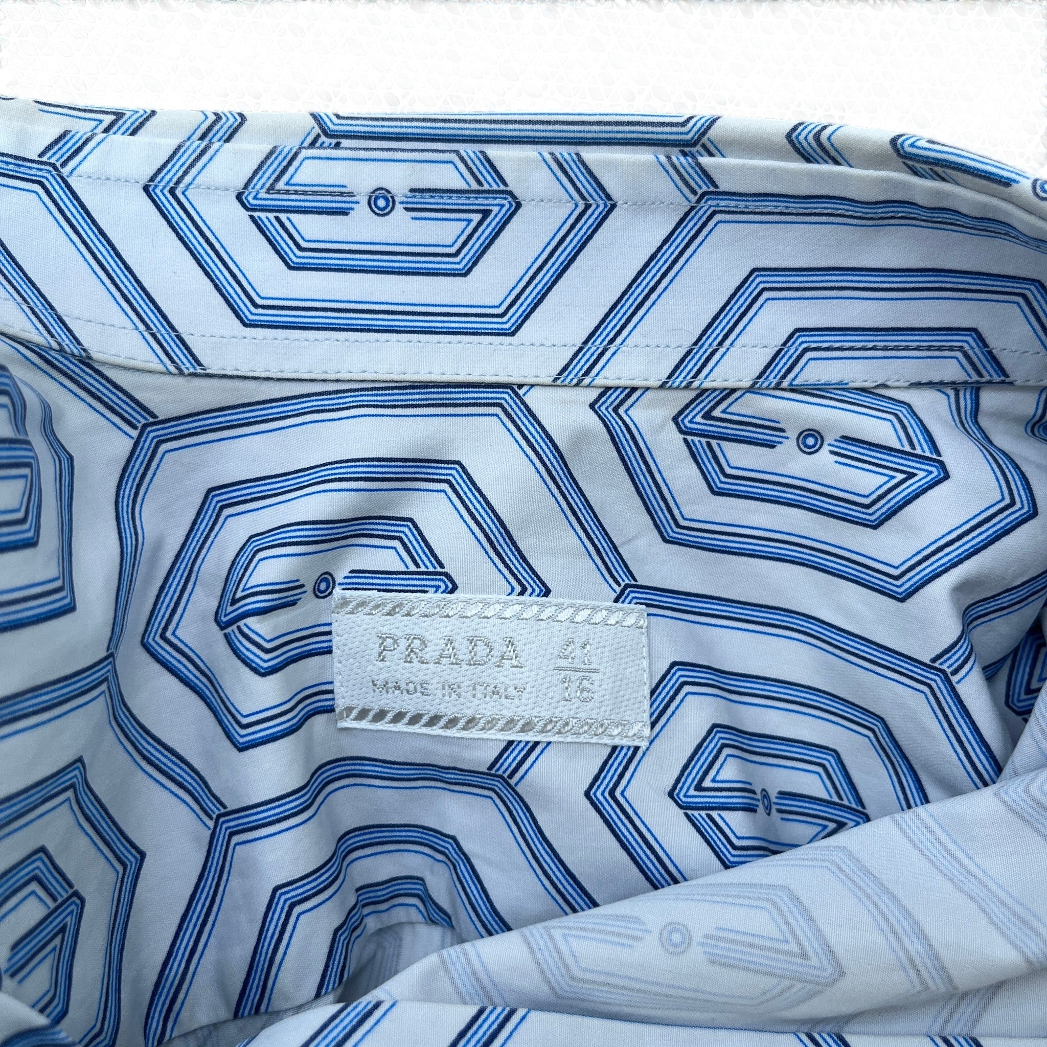 Men's Geometric Logo Short Sleeve Shirt Blue Size L