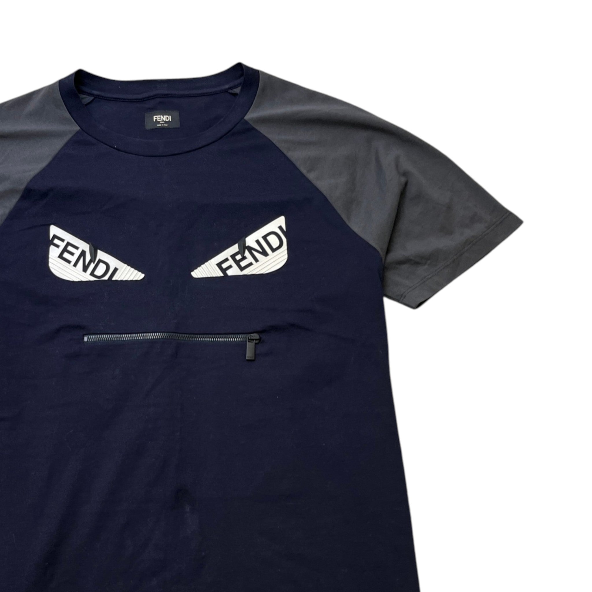 Men's Logo Eyes Zip Pocket T-Shirt Navy Size XL