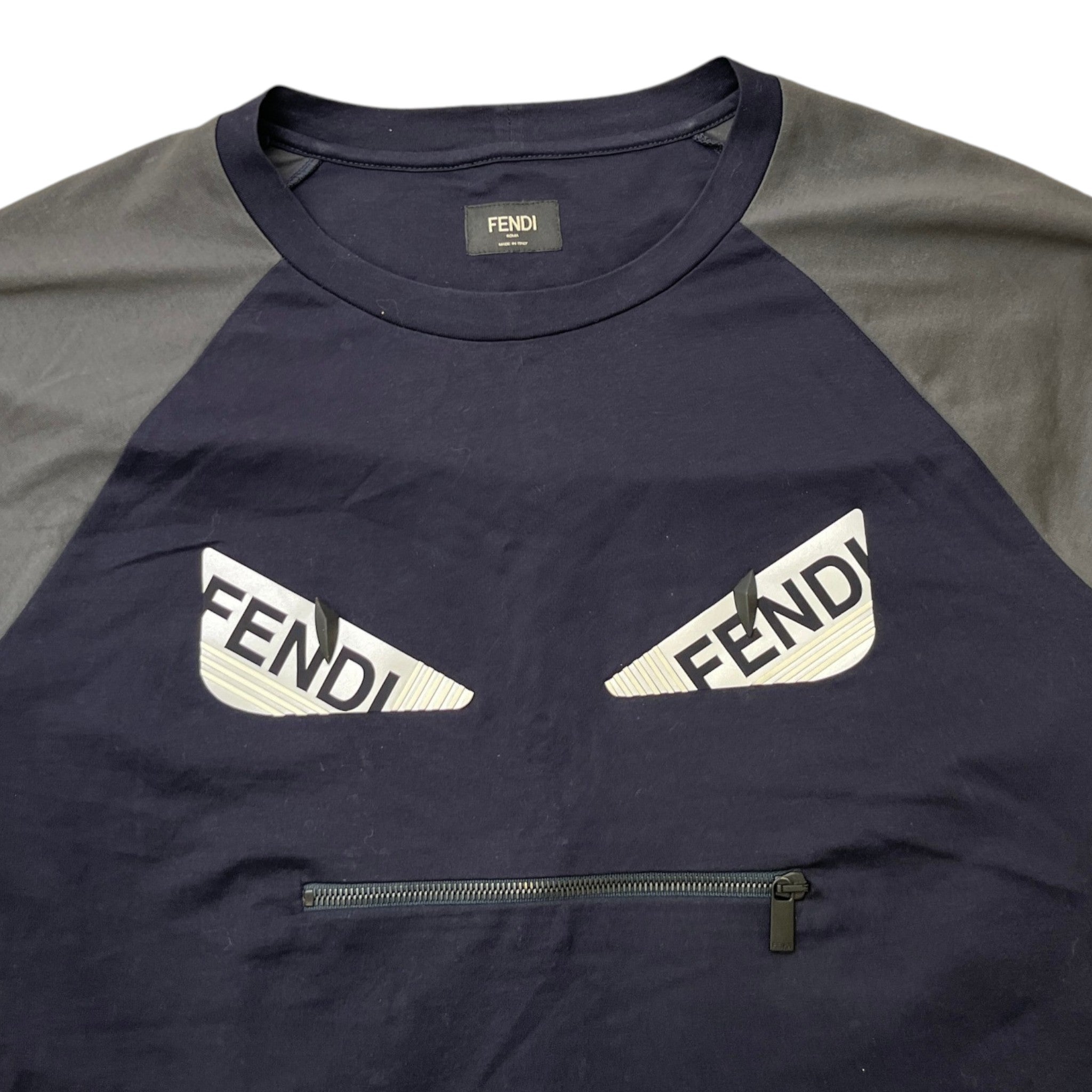 Men's Logo Eyes Zip Pocket T-Shirt Navy Size XL