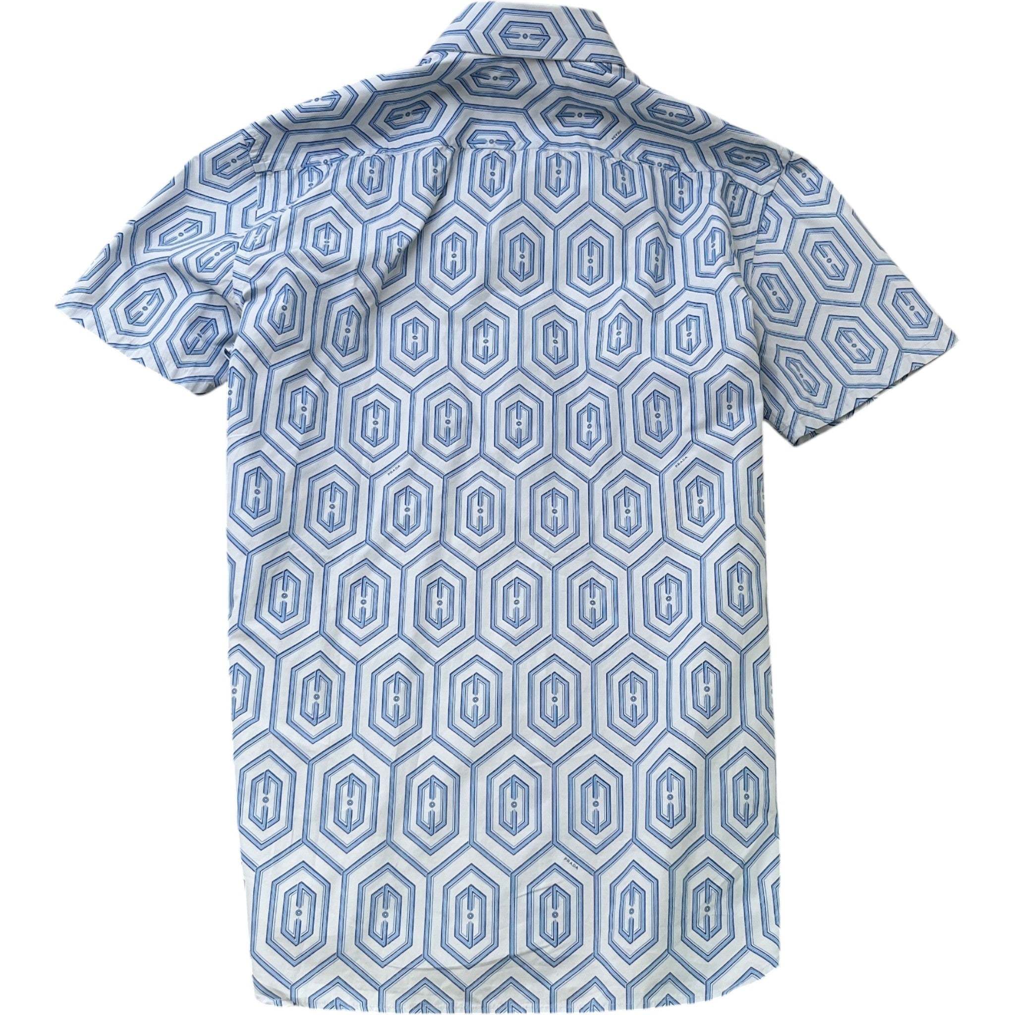 Men's Geometric Logo Short Sleeve Shirt Blue Size L