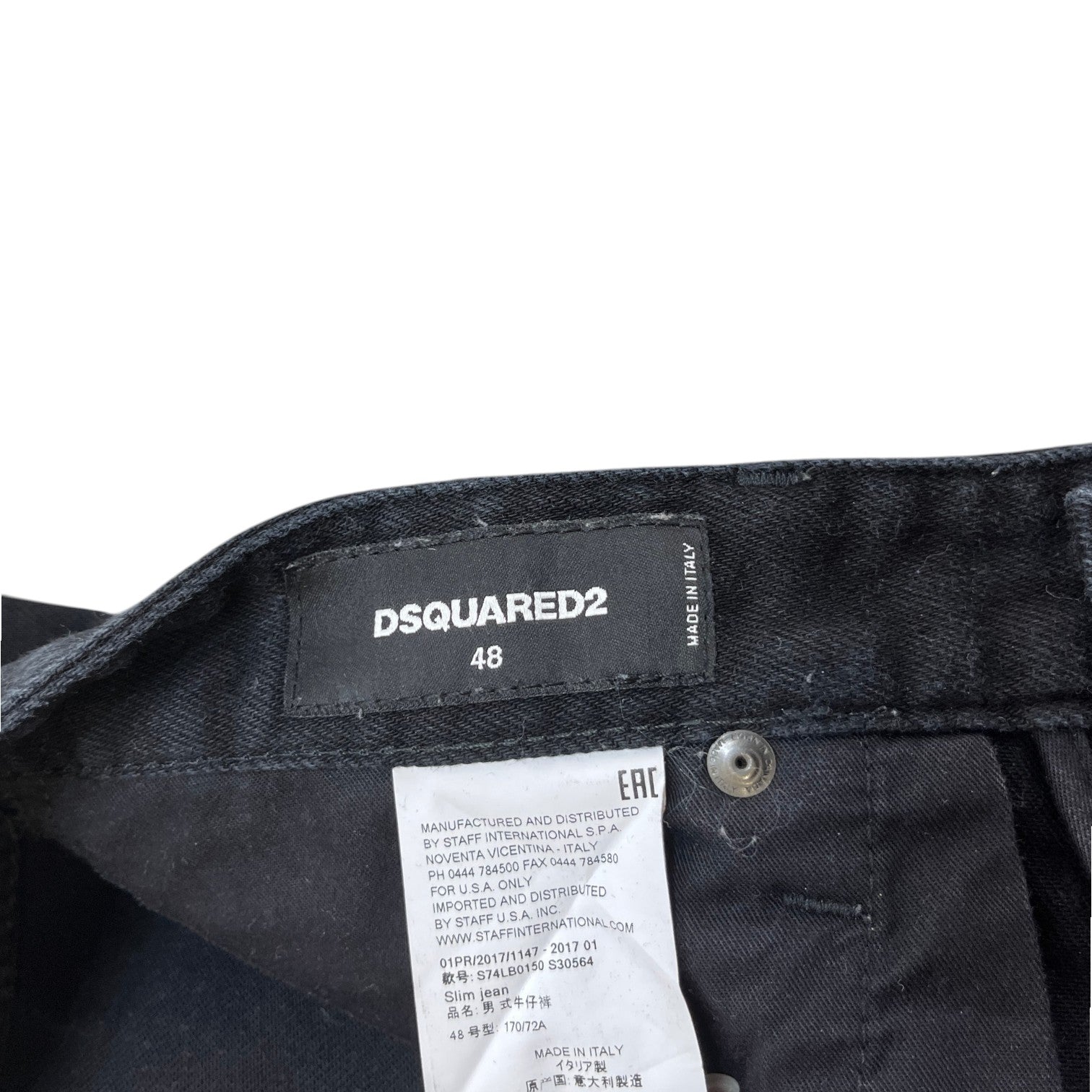 Men's Slim Fit Jeans Black Size IT 48 / UK 32