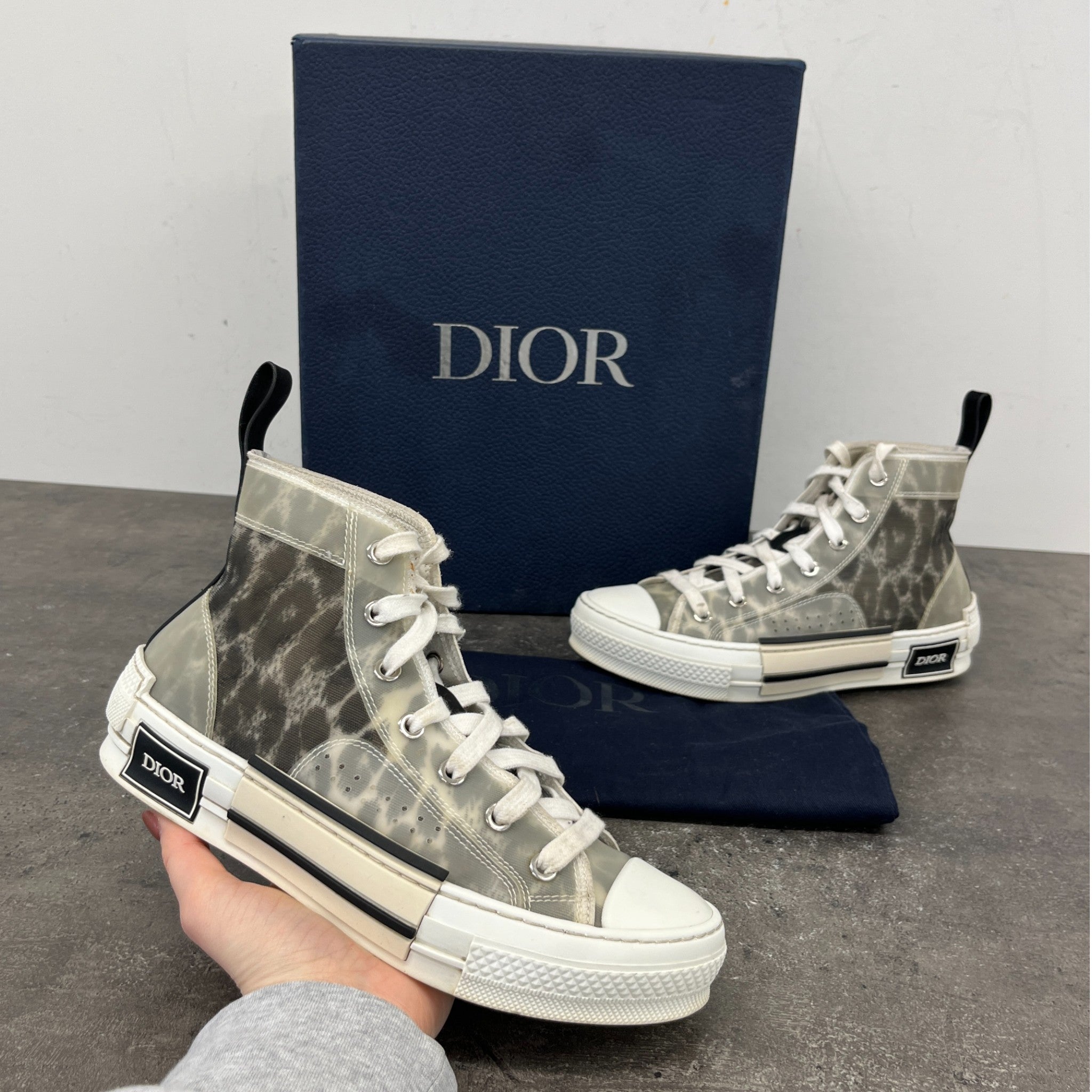 Women's B23 Leopard Print High Trainers White Size EU 36 / UK 3