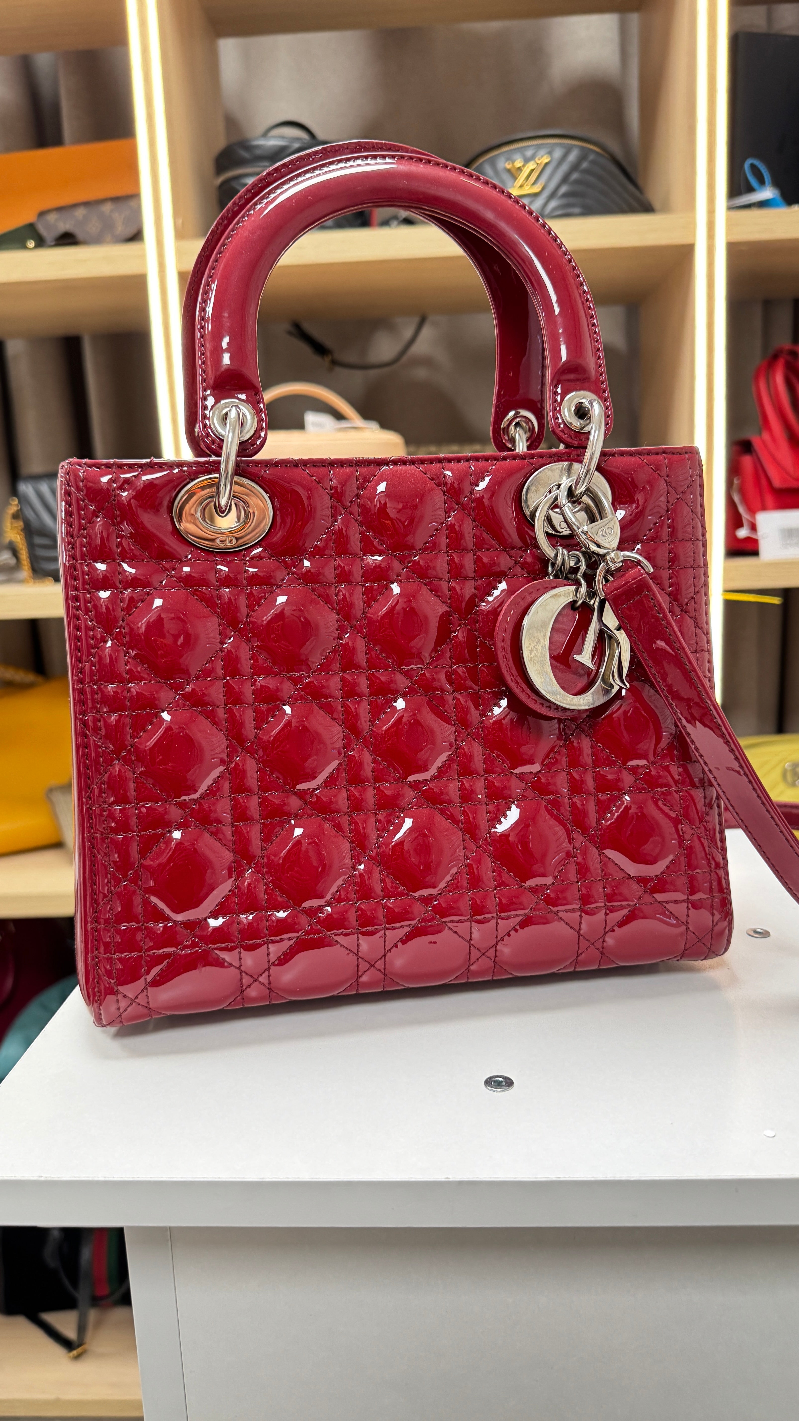 Women's Lady Dior Medium Bag Red