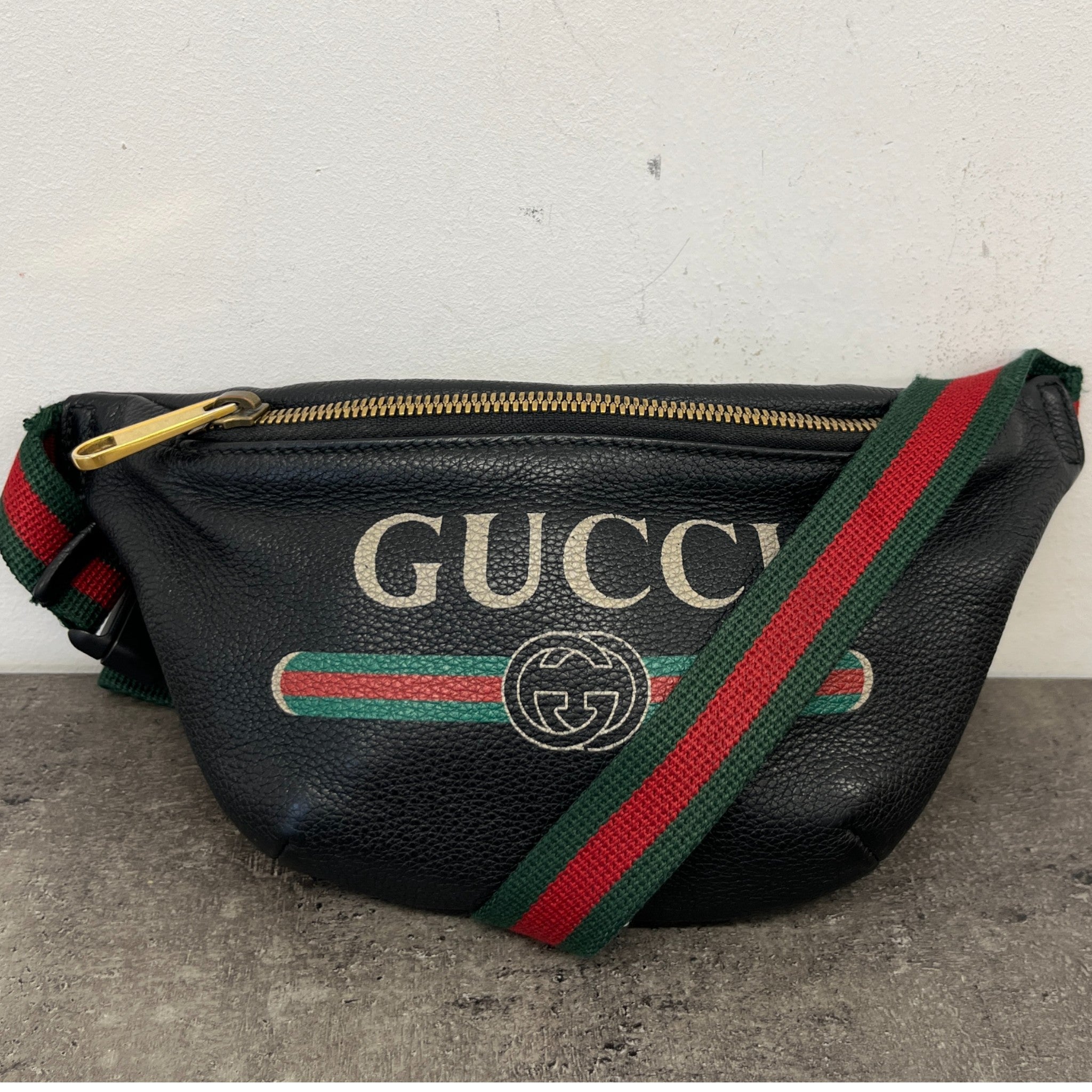 Men's Logo Print Web Belt Bag Black