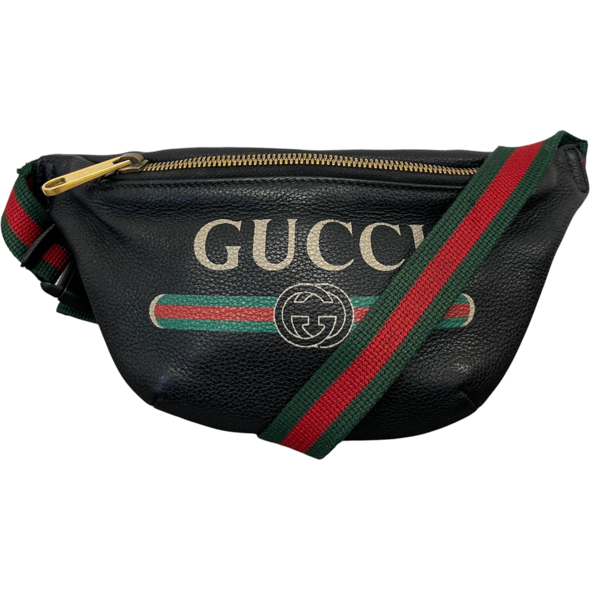 Men's Logo Print Web Belt Bag Black