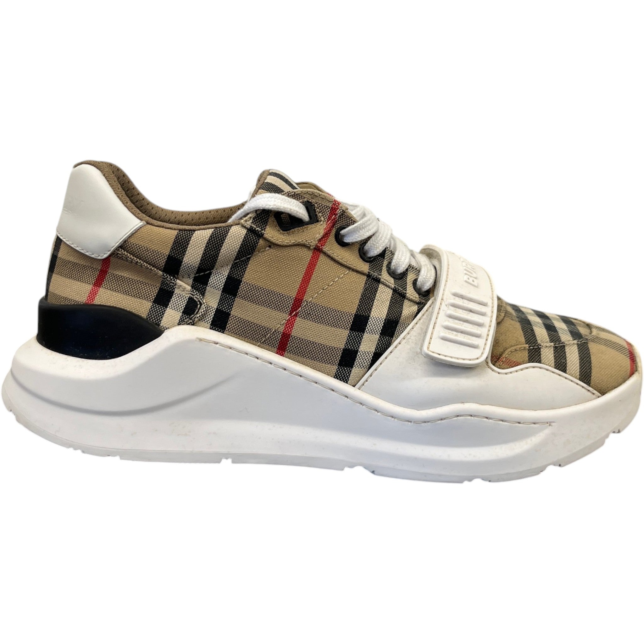 Men's Check Print Low Trainers Beige Size EU 42 / UK 8