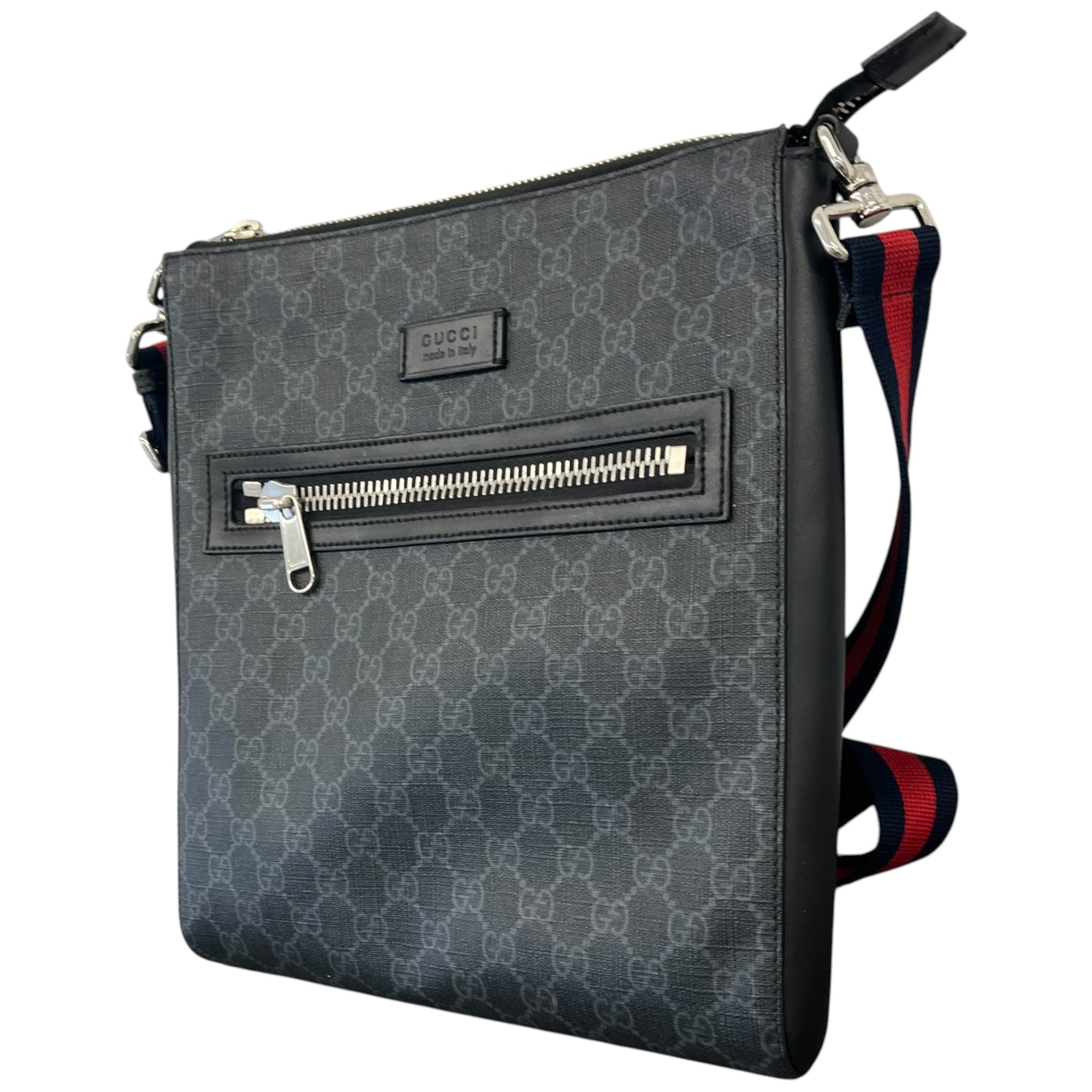 Men's Gg Supreme Large Messenger Bag Black