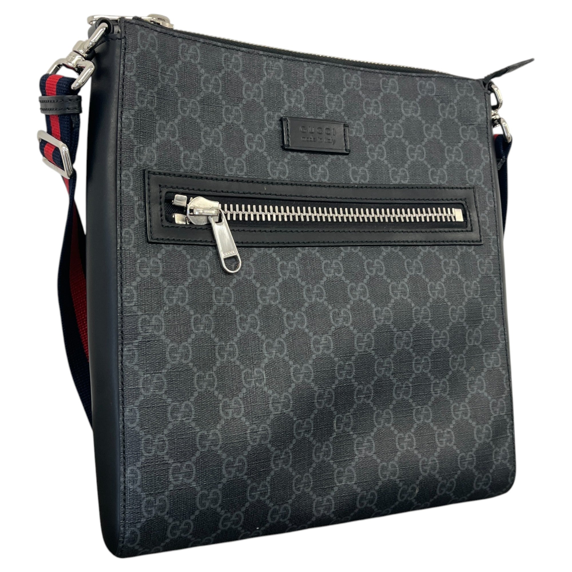 Men's Gg Supreme Large Messenger Bag Black