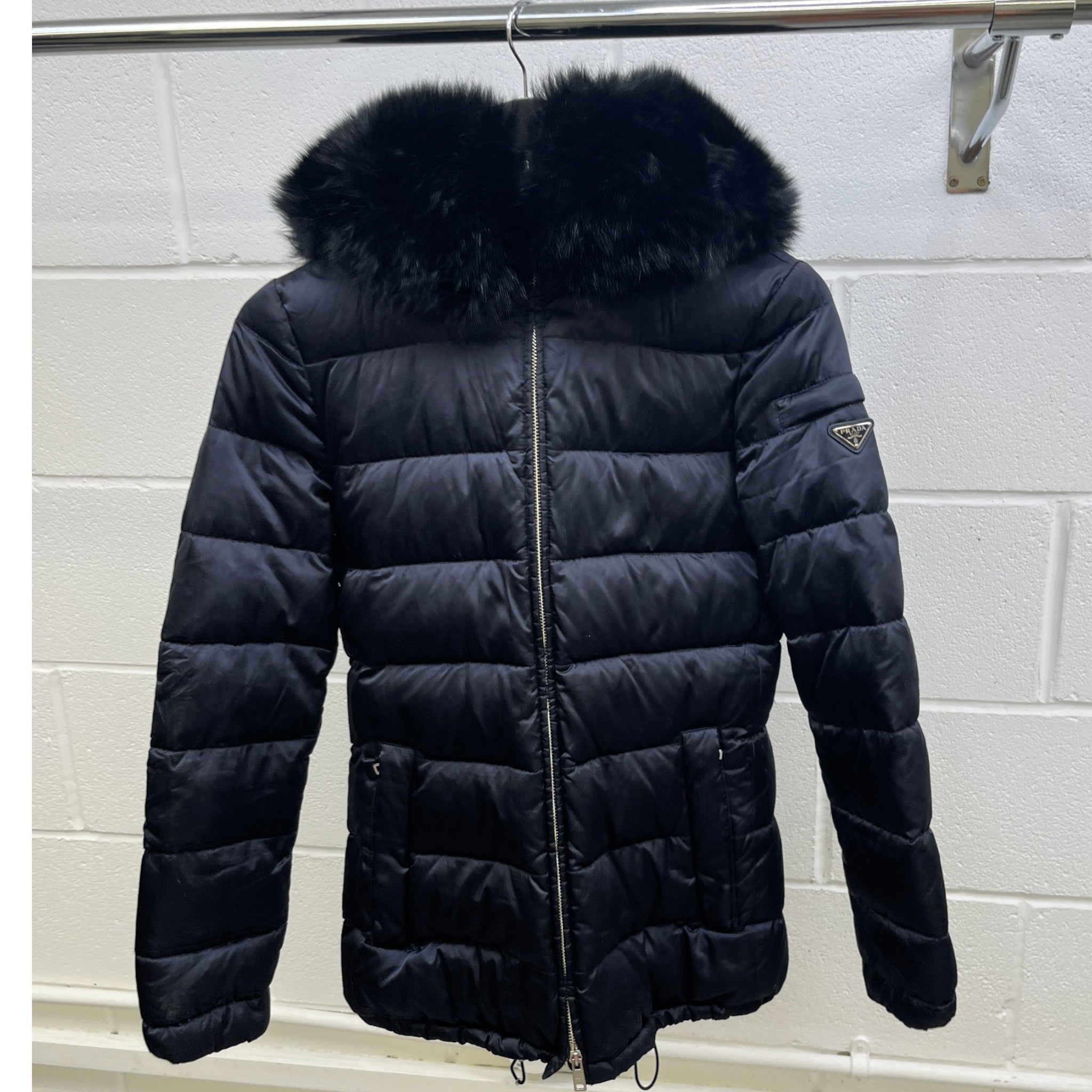 Women's Plaque Logo Down Jacket Navy Size IT 40 / UK 8
