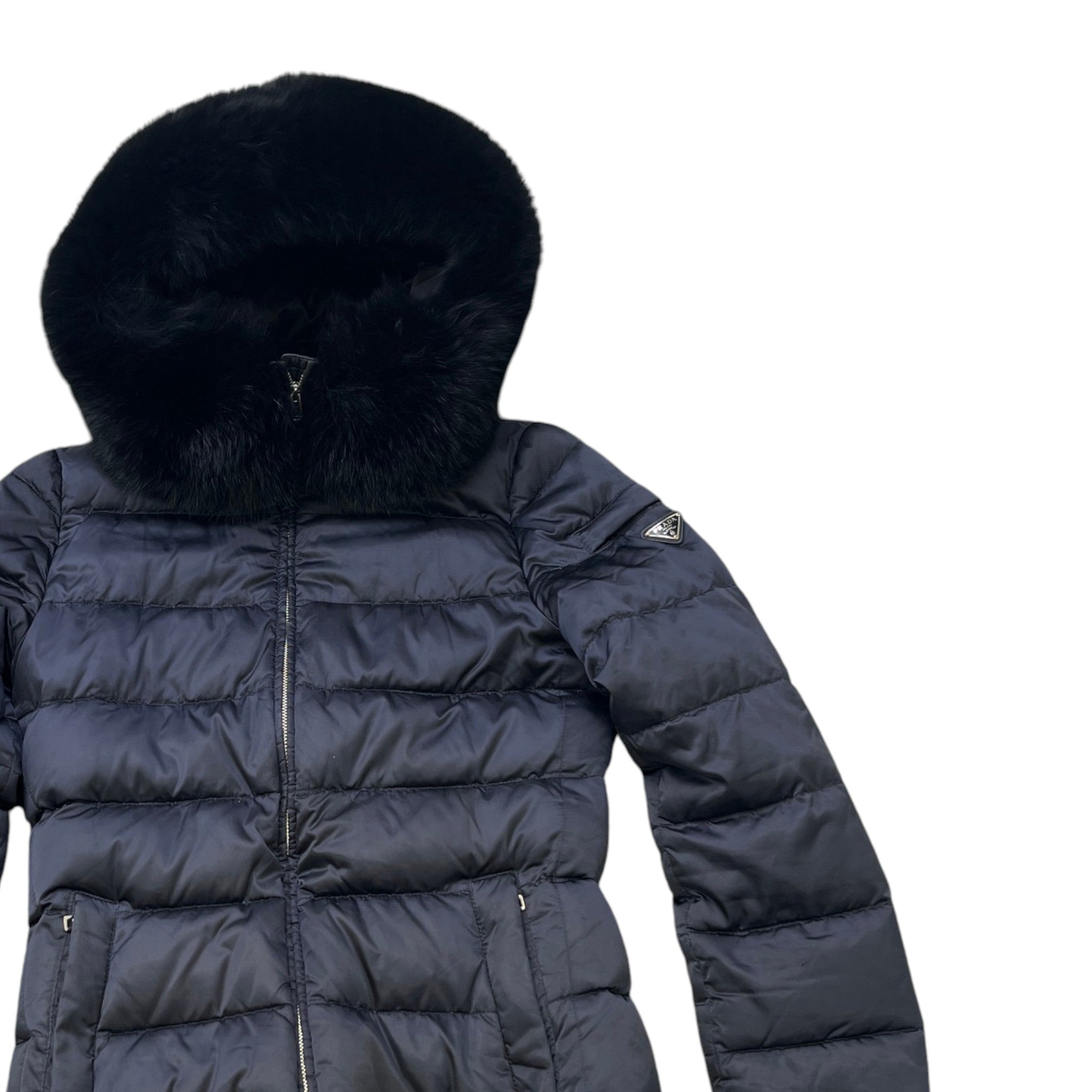 Women's Plaque Logo Down Jacket Navy Size IT 40 / UK 8