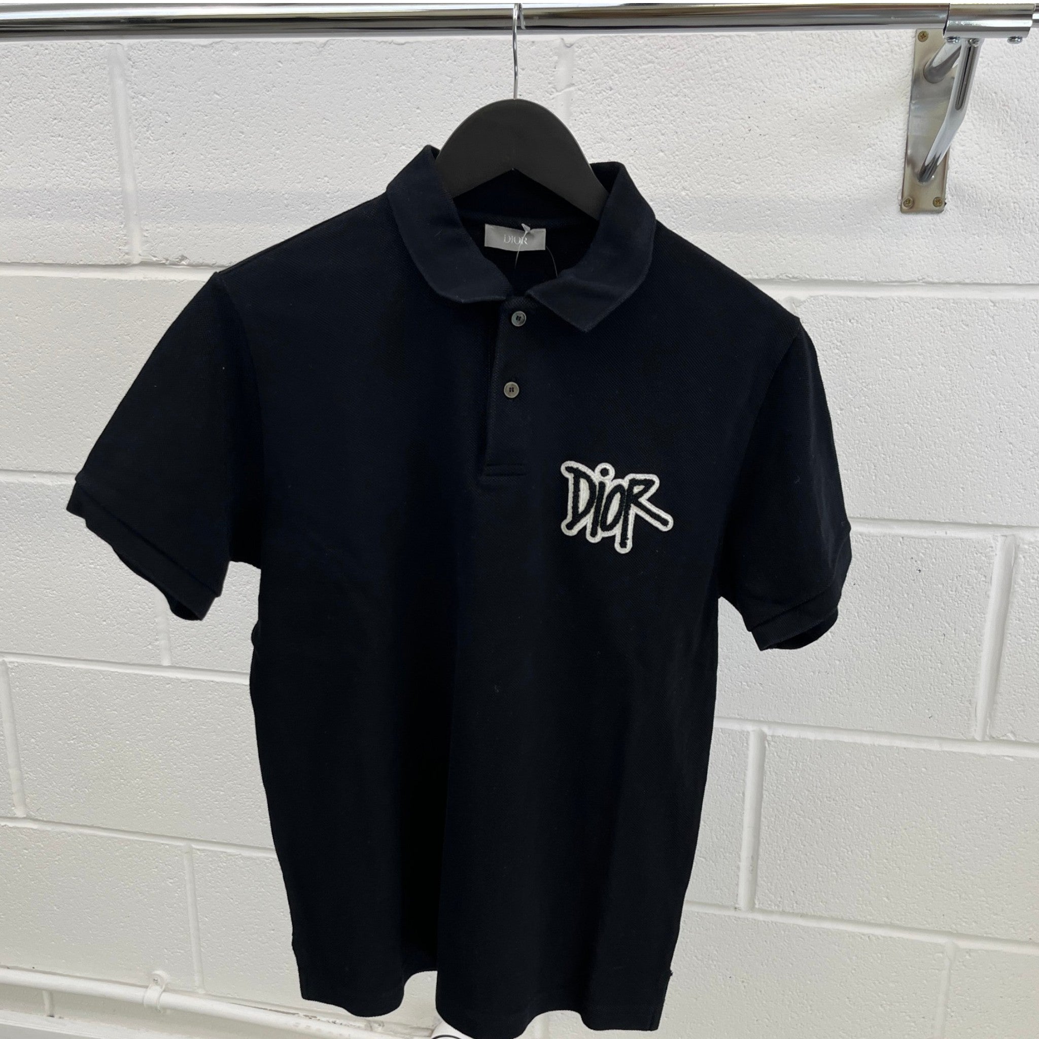 Men's X Shawn Stussy Embroidered Logo Polo Shirt Black Size S