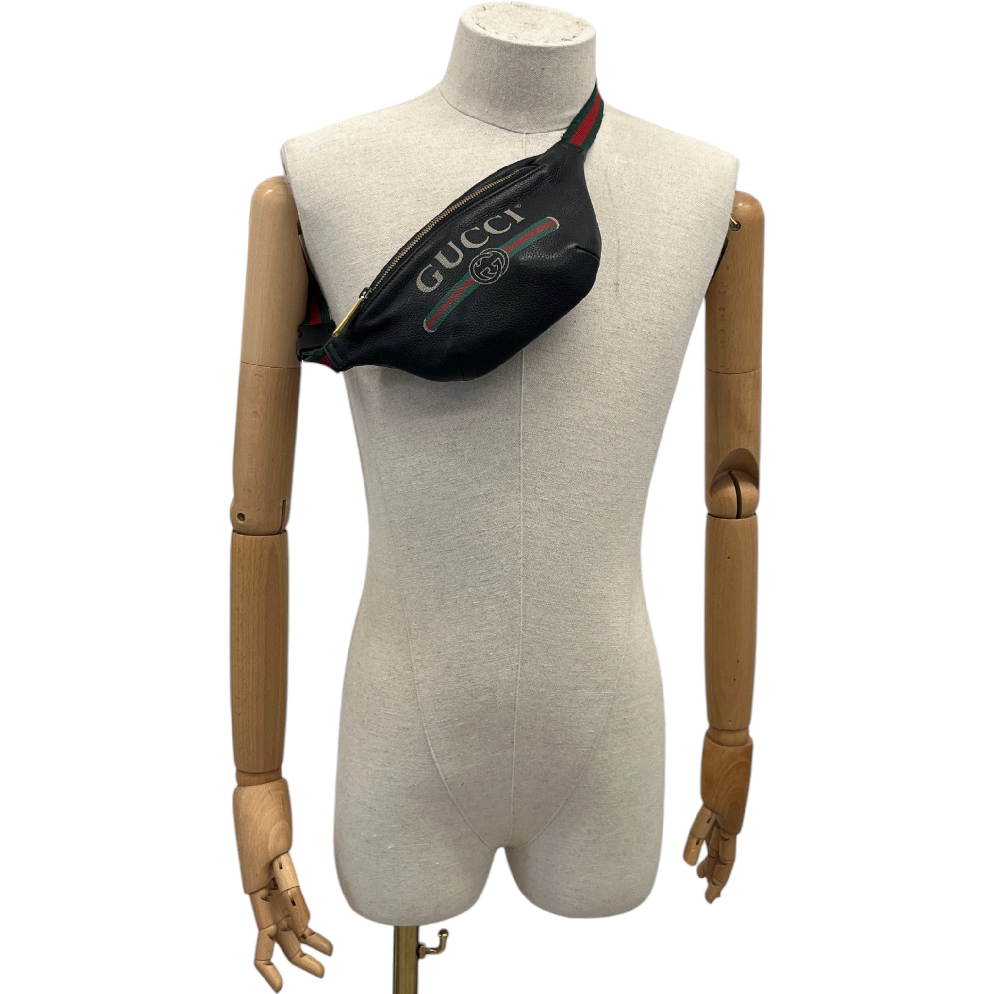 Men's Logo Print Web Belt Bag Black