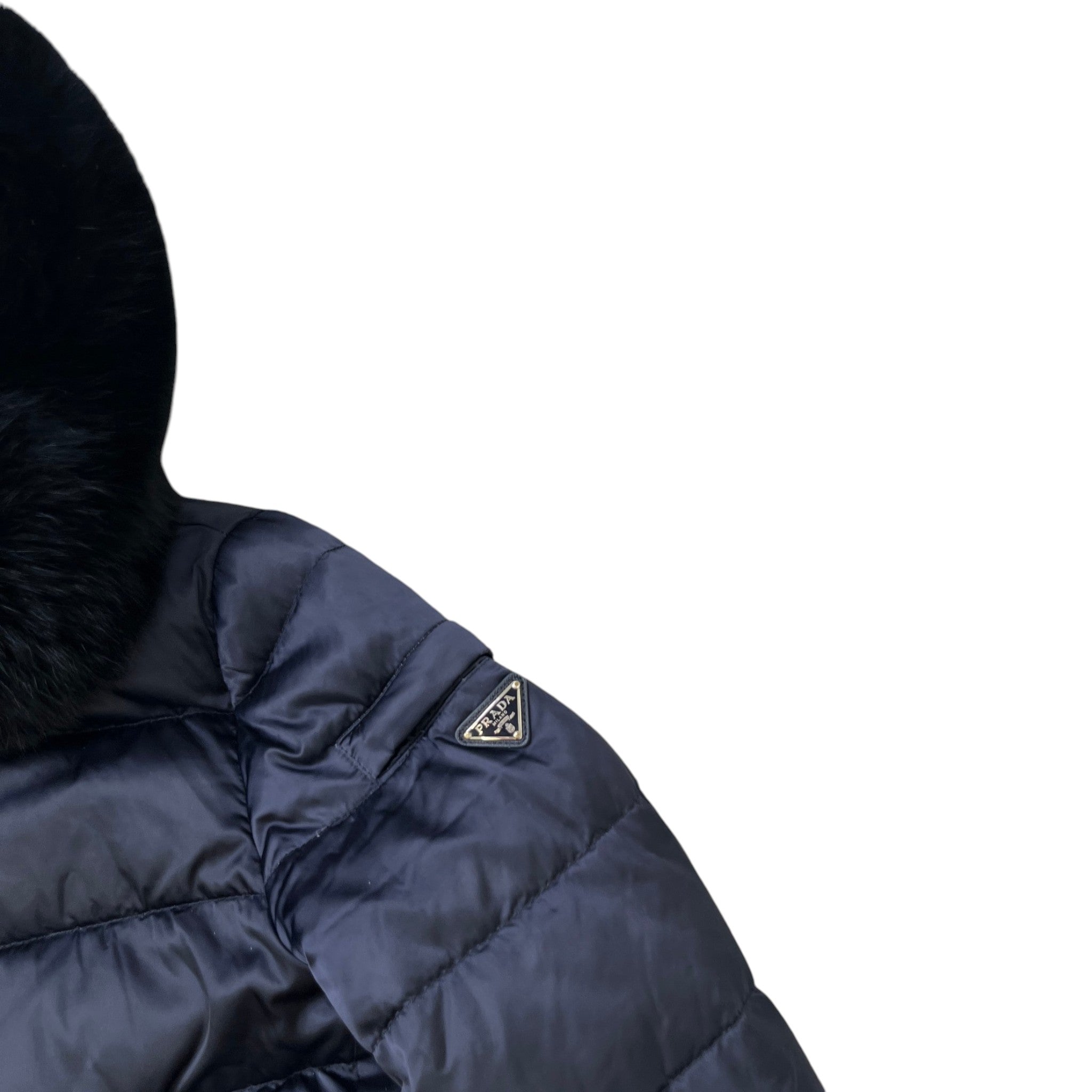 Women's Plaque Logo Down Jacket Navy Size IT 40 / UK 8
