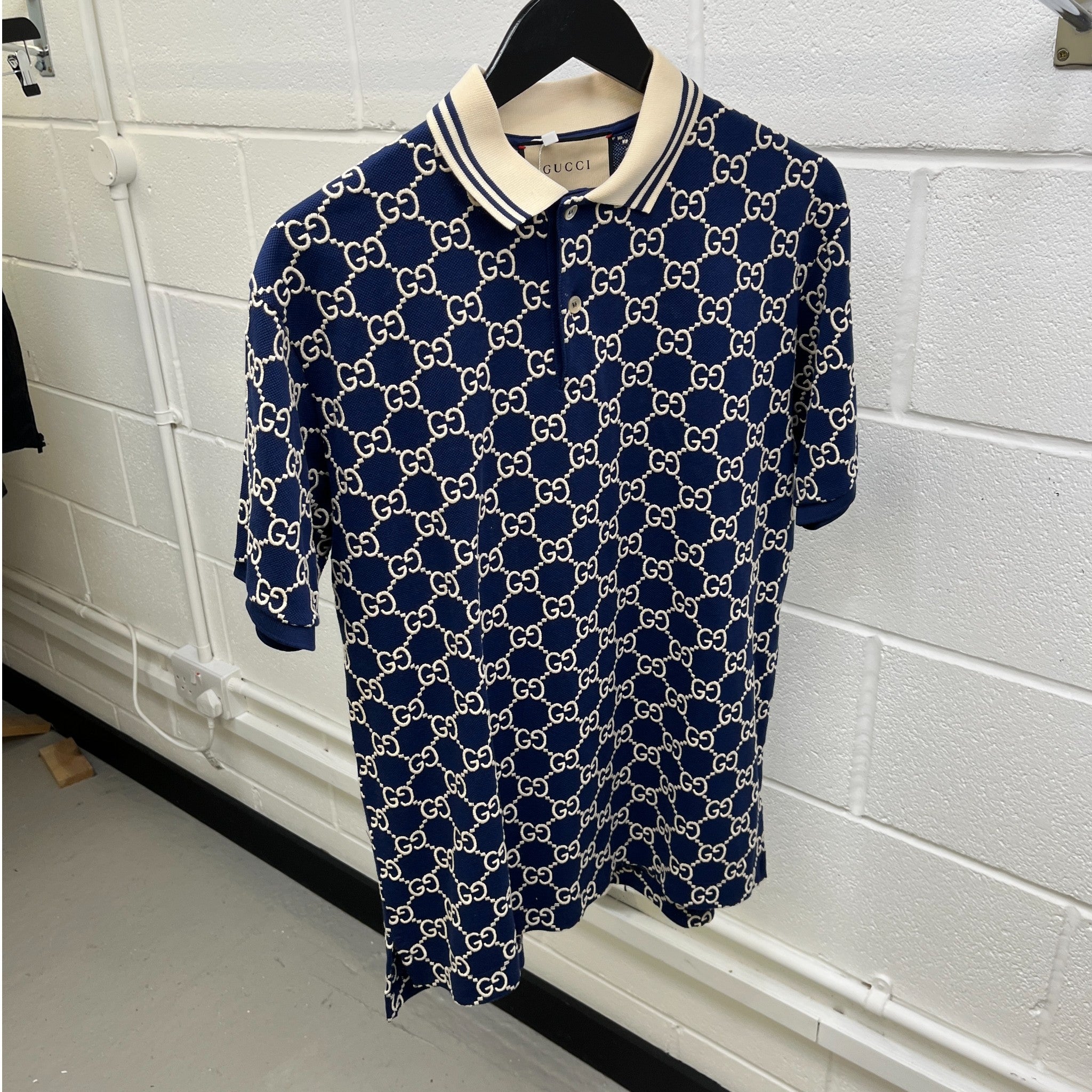 Men's Gg Supreme Polo Shirt Navy Size M