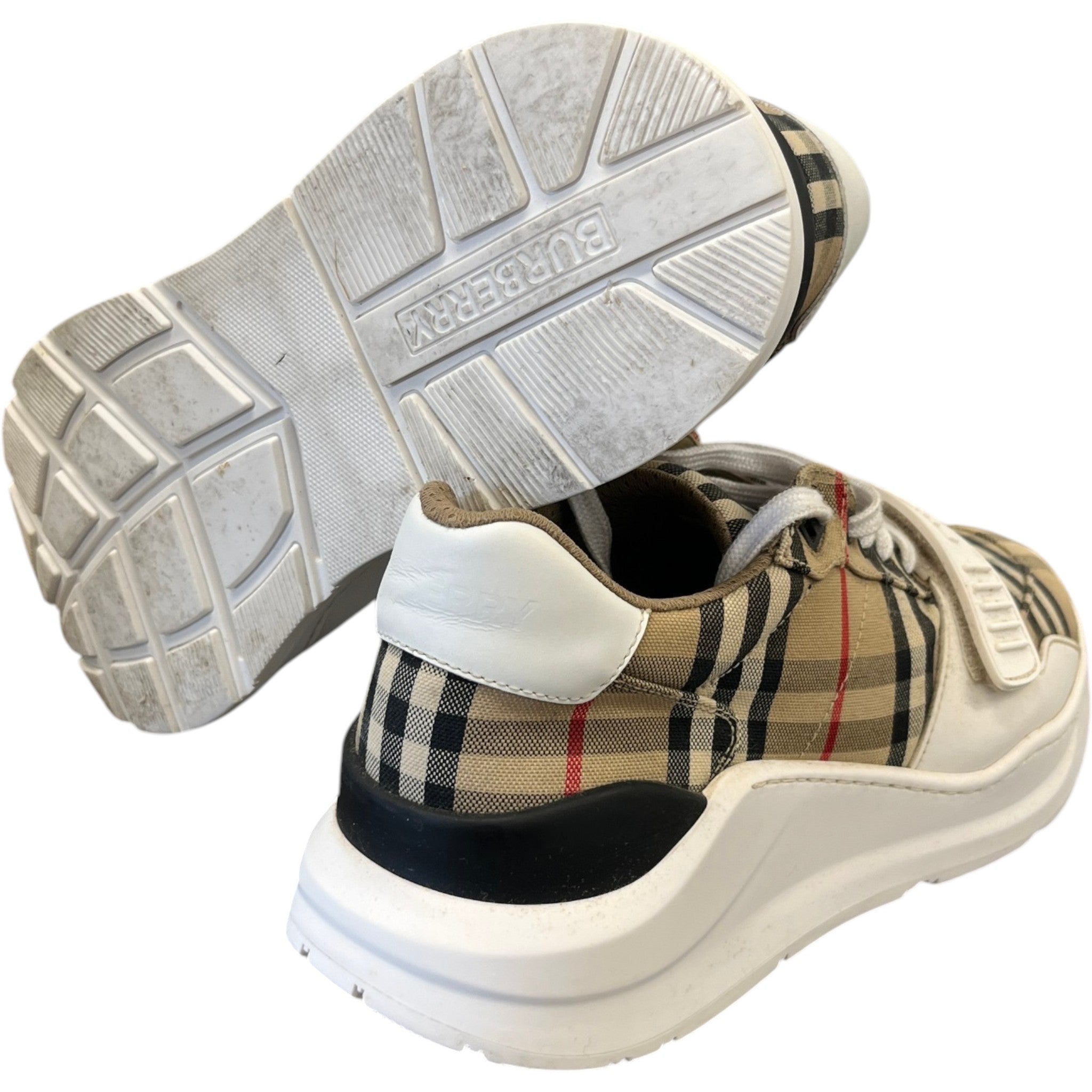 Men's Check Print Low Trainers Beige Size EU 42 / UK 8