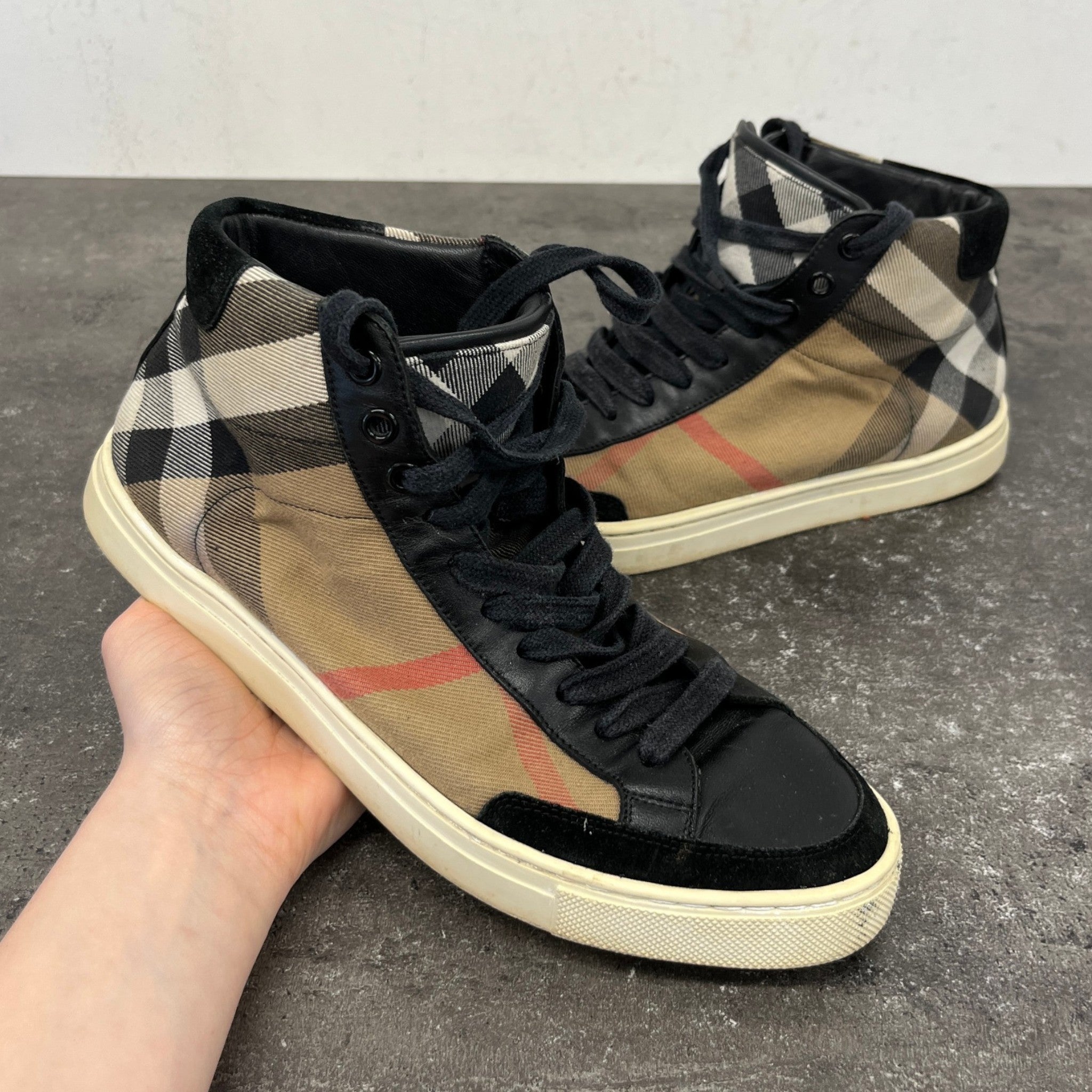 Women's Checkered High Trainers Beige Size EU 39 / UK 6