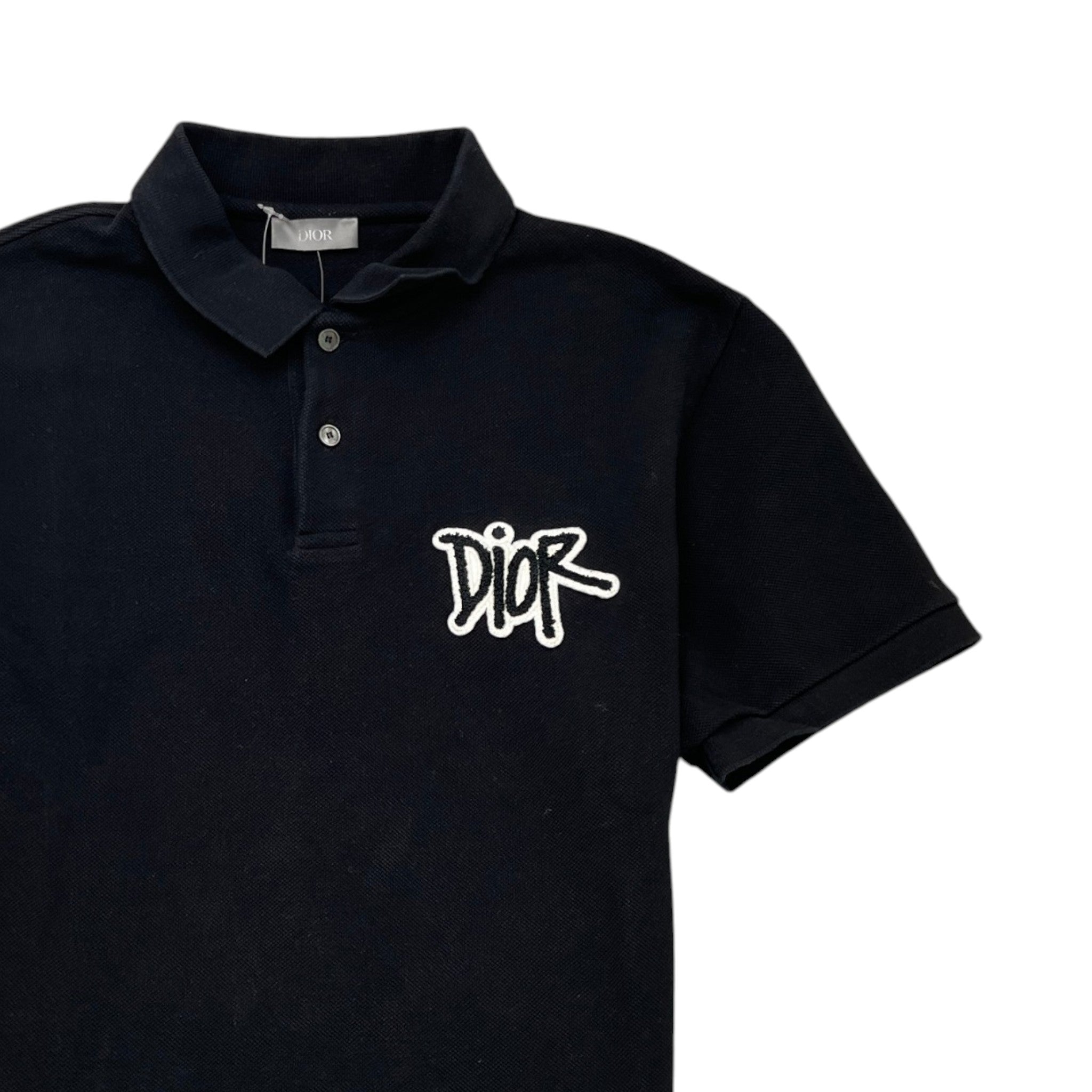 Men's X Shawn Stussy Embroidered Logo Polo Shirt Black Size S