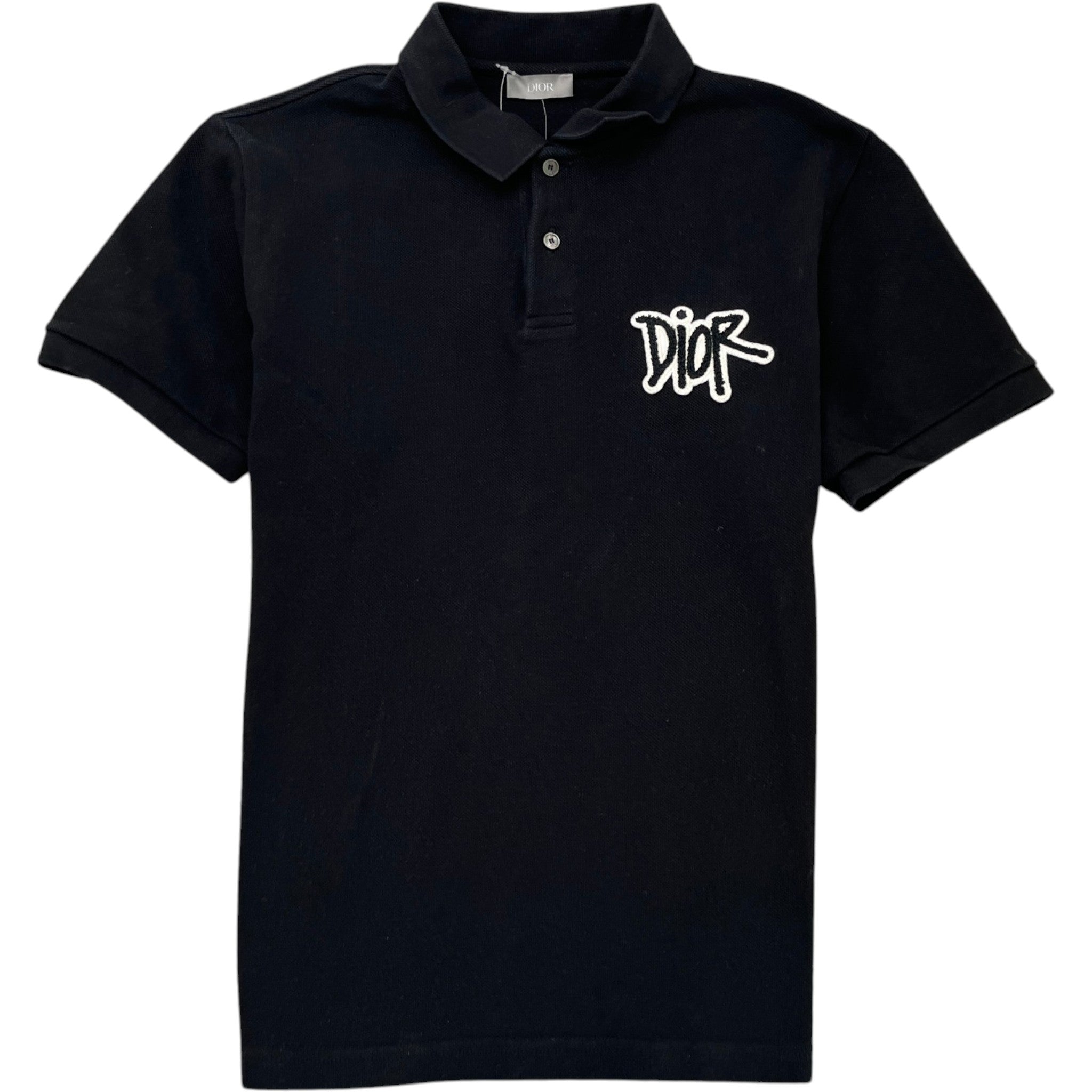 Men's X Shawn Stussy Embroidered Logo Polo Shirt Black Size S