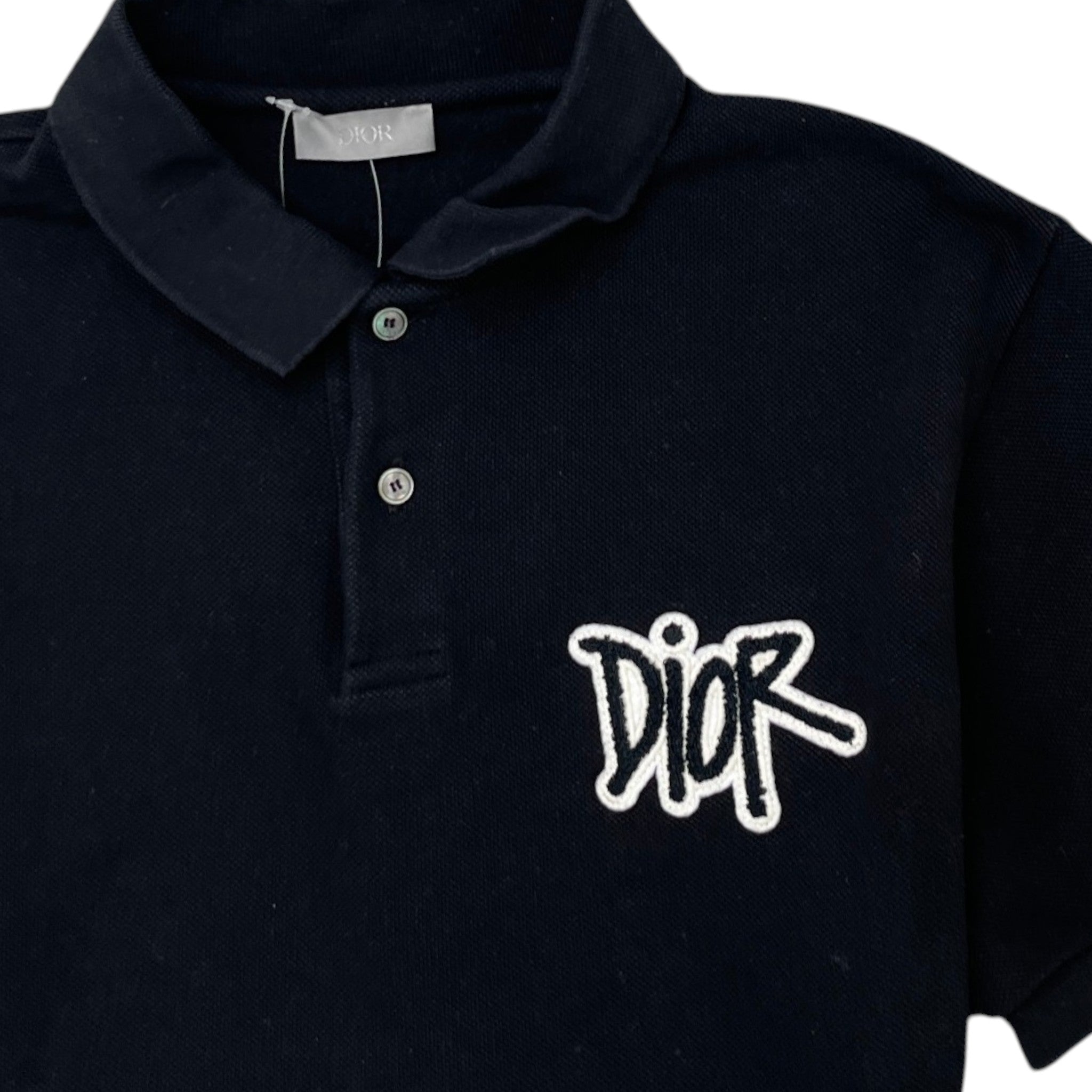 Men's X Shawn Stussy Embroidered Logo Polo Shirt Black Size S