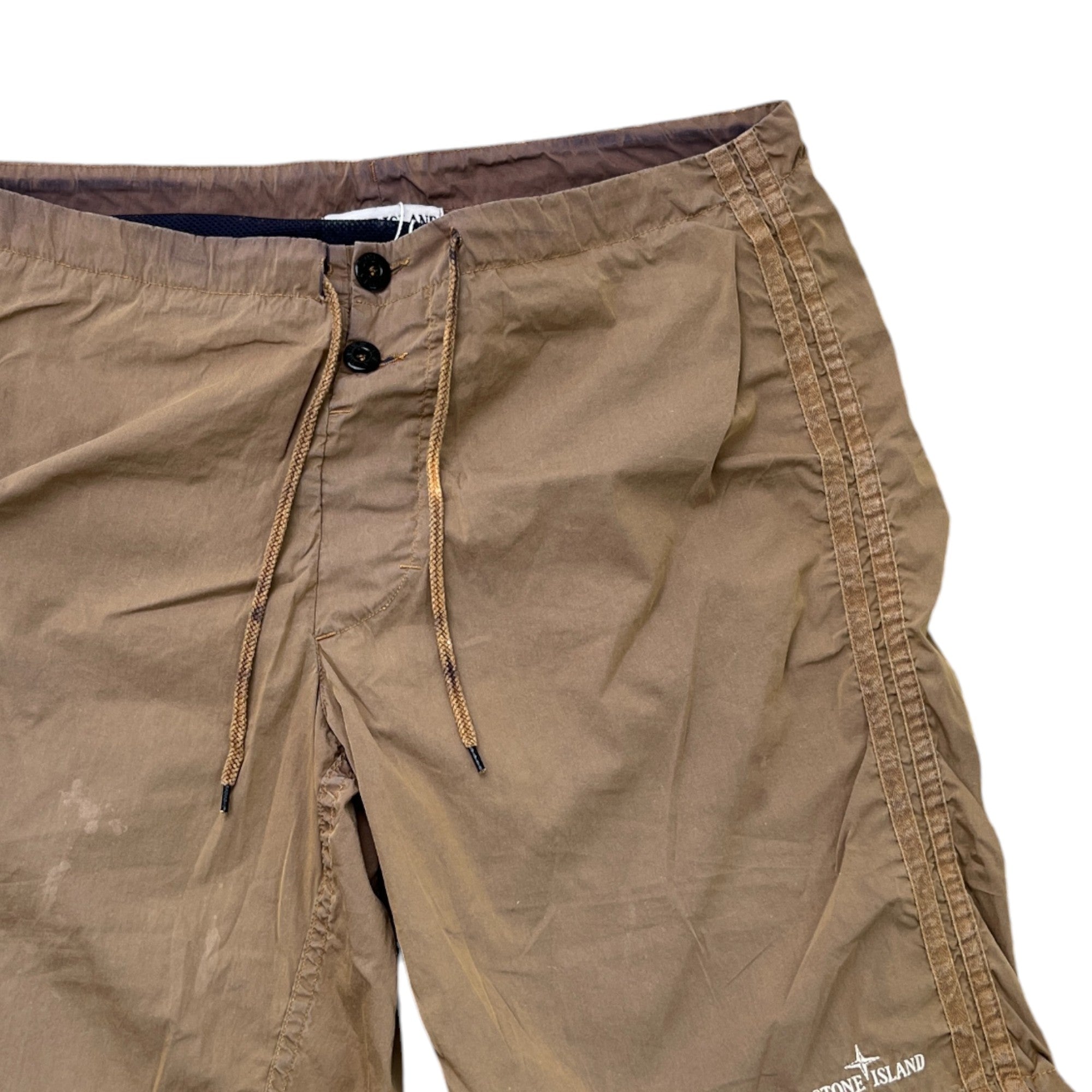 Men's Embroidered Logo Swim Shorts Brown Size W32 / IT 48