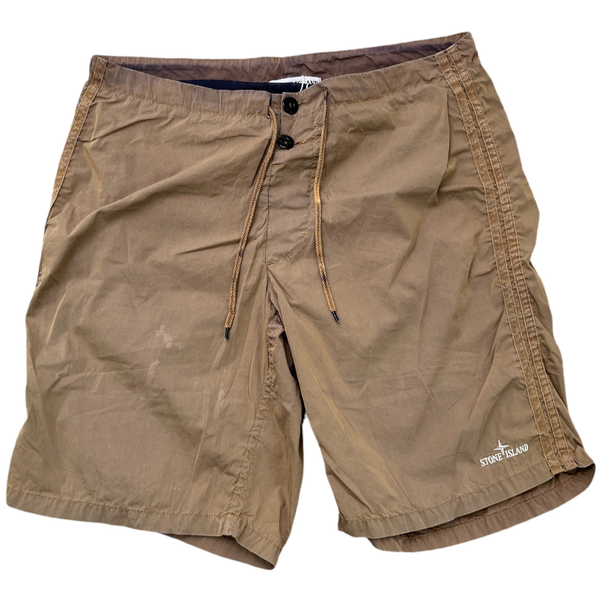 Men's Embroidered Logo Swim Shorts Brown Size W32 / IT 48