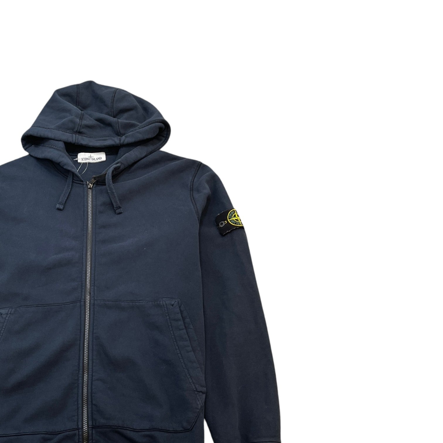 Men's Applique Logo Zip Hoodie Navy Size XL