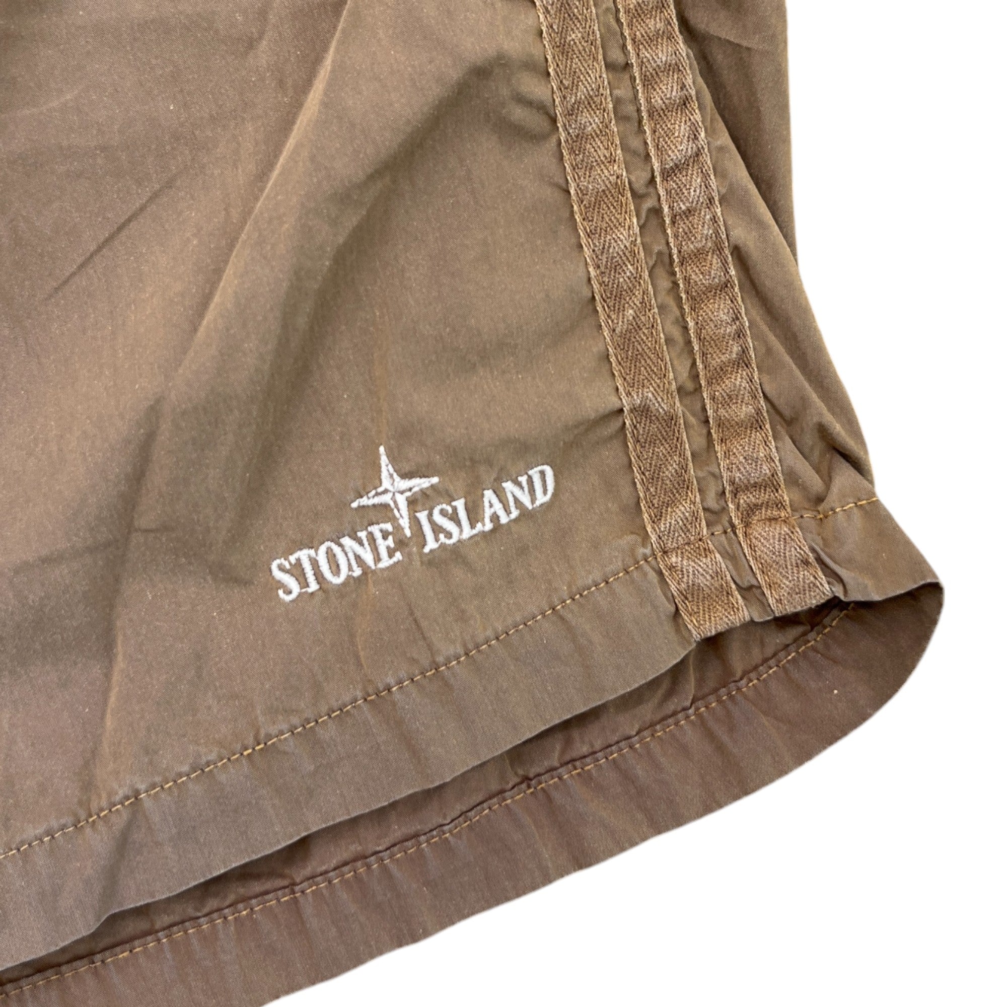 Men's Embroidered Logo Swim Shorts Brown Size W32 / IT 48