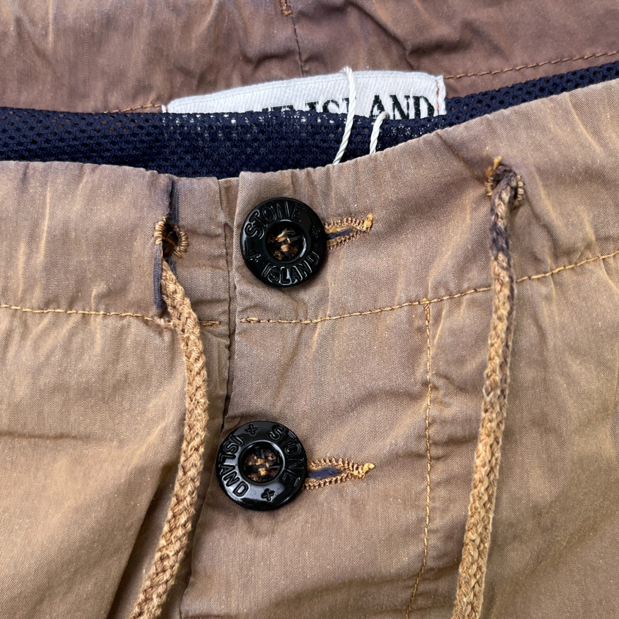 Men's Embroidered Logo Swim Shorts Brown Size W32 / IT 48