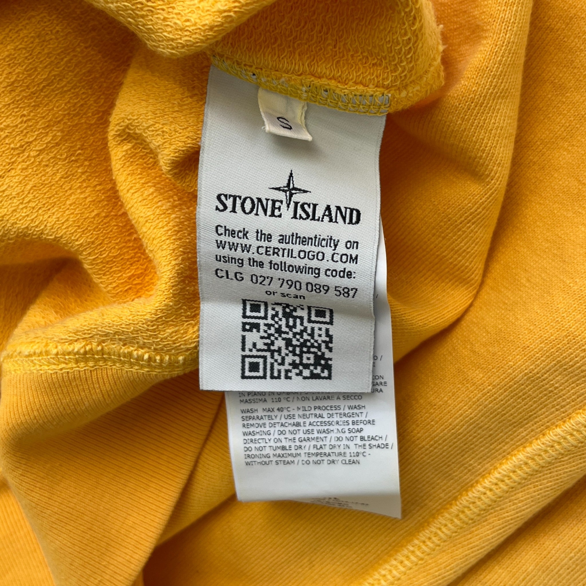 Men's Applique Logo Hoodie Yellow Size S