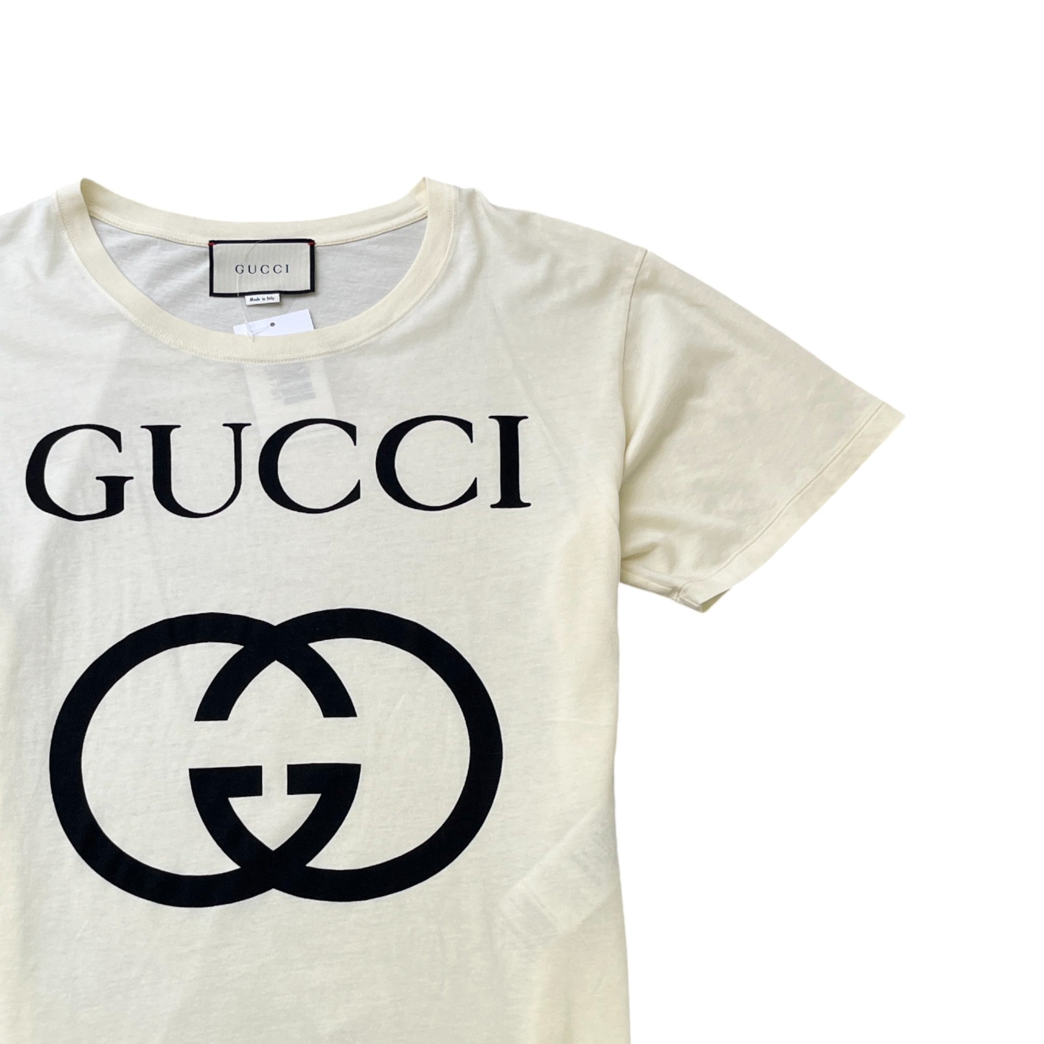 Men's Oversized Interlocking G T-Shirt Cream Size S