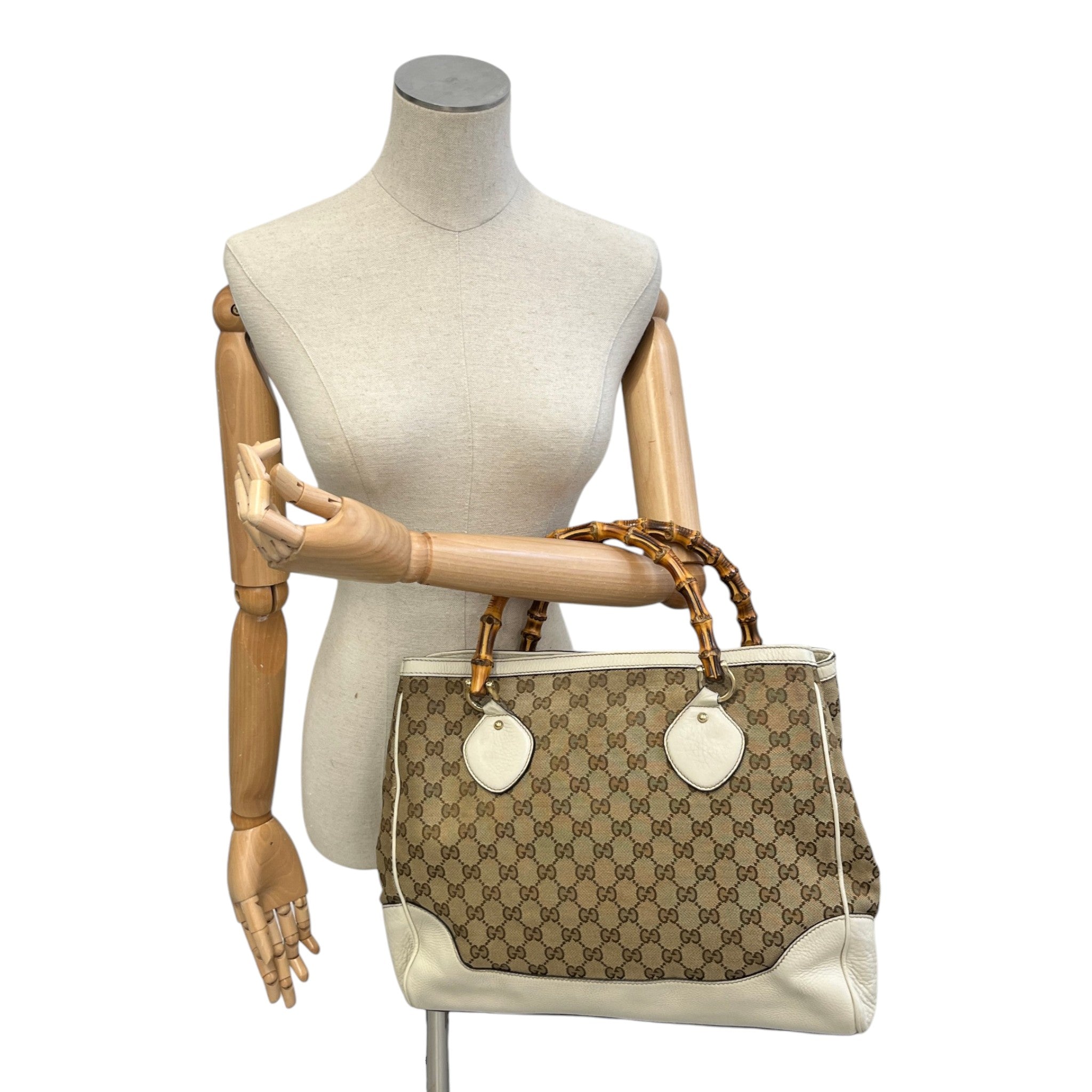 Women's Diana Bamboo Tote Handbag Beige