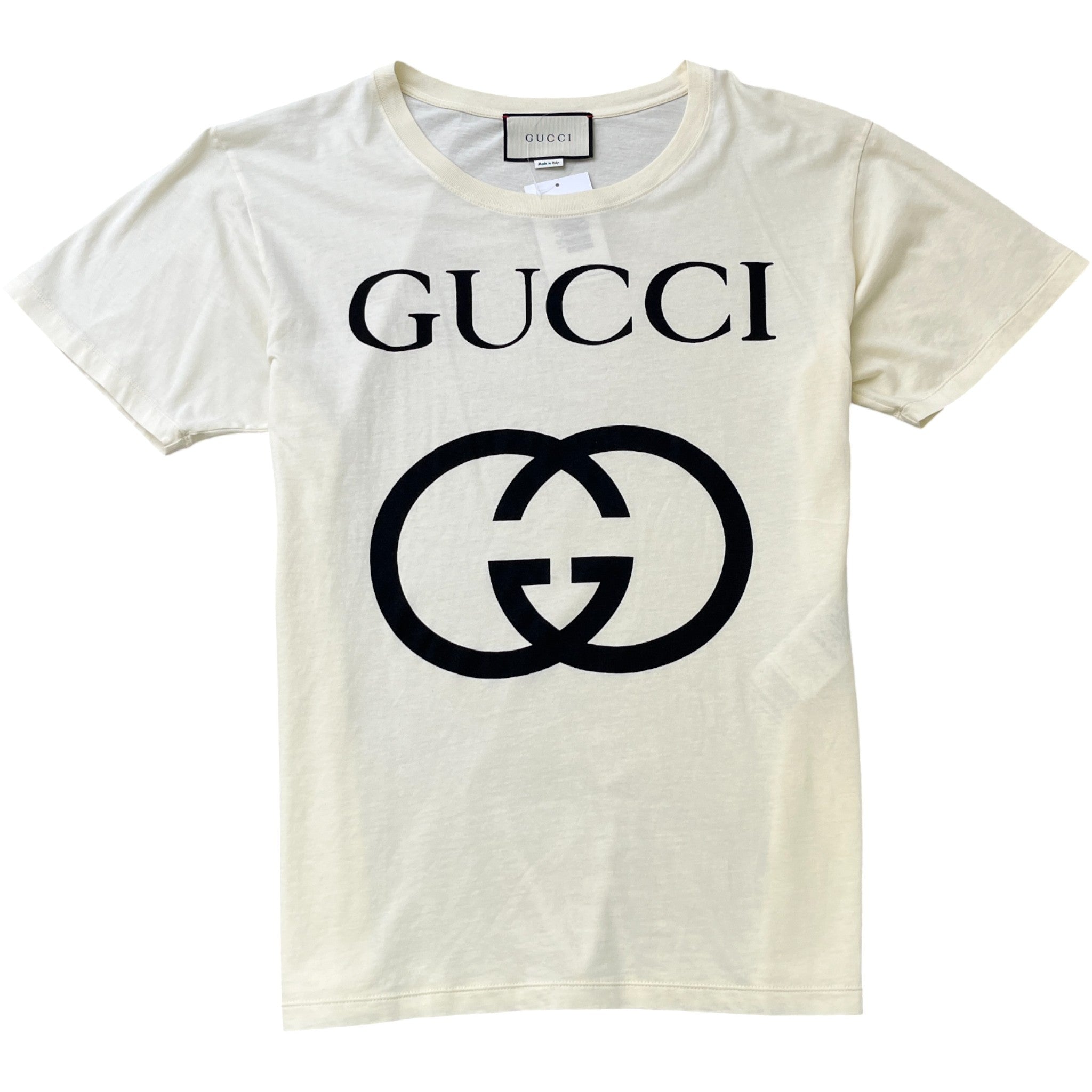 Men's Oversized Interlocking G T-Shirt Cream Size S