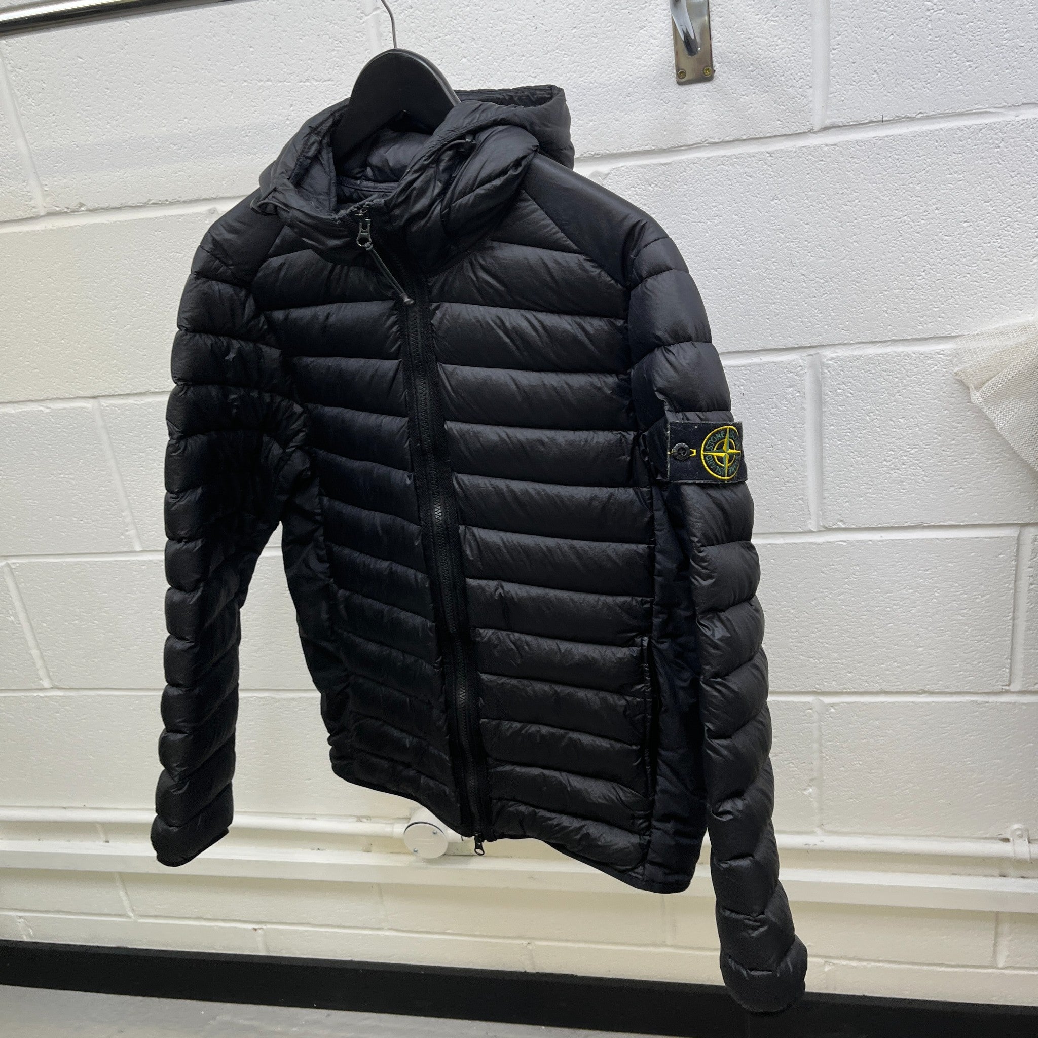 Men's Applique Logo Down Jacket Black Size M