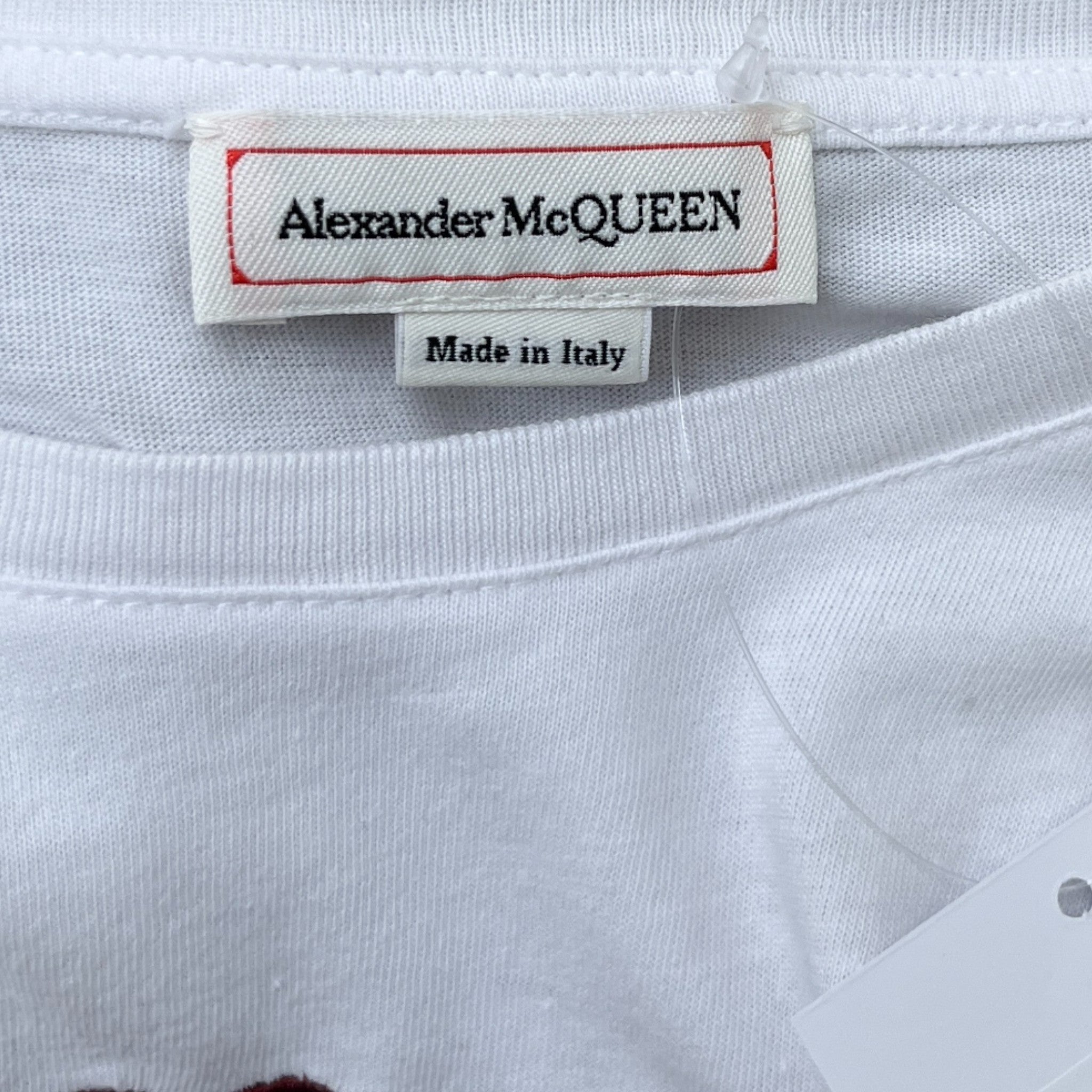 Men's Dragon Embroidered T-Shirt White Size M