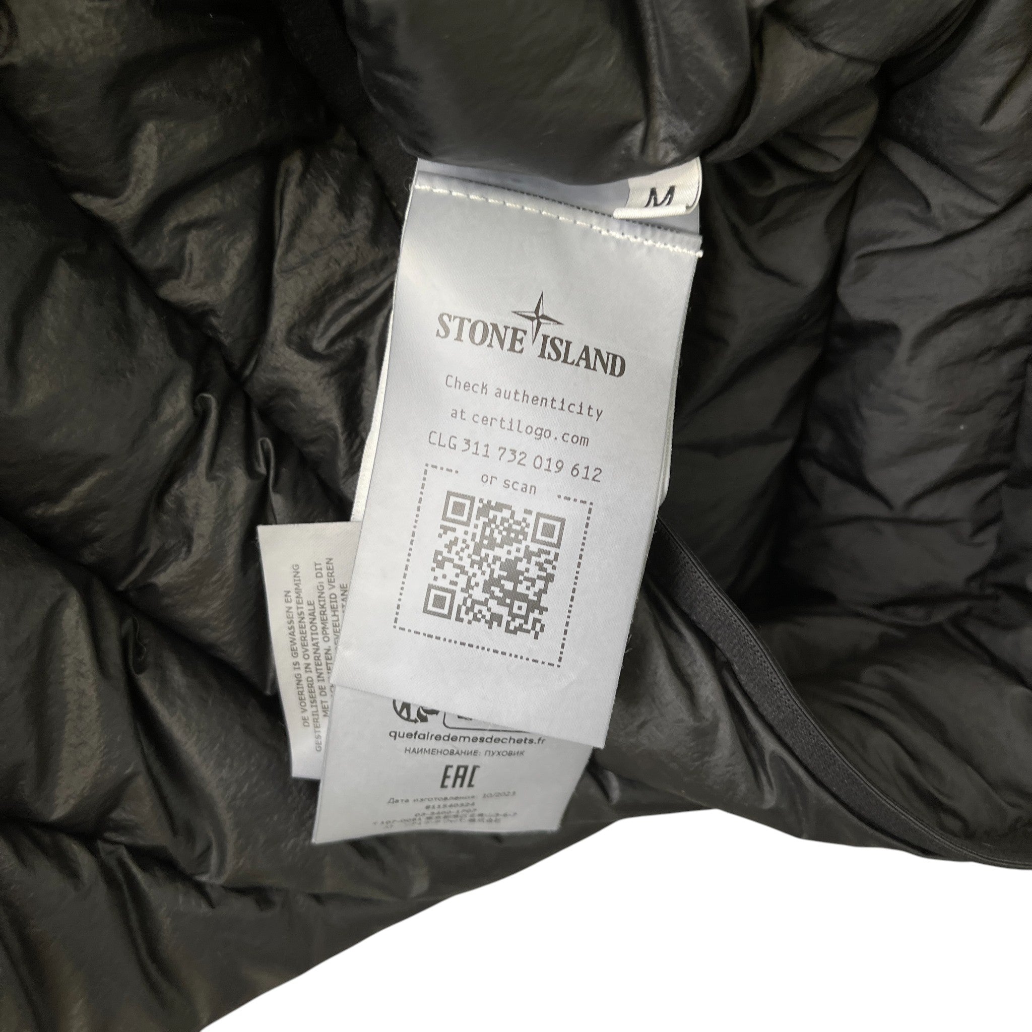 Men's Applique Logo Down Jacket Black Size M