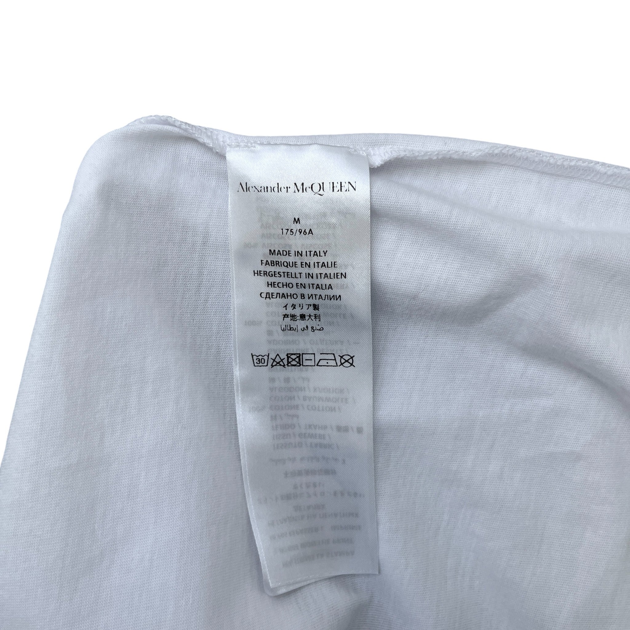 Men's Dragon Embroidered T-Shirt White Size M