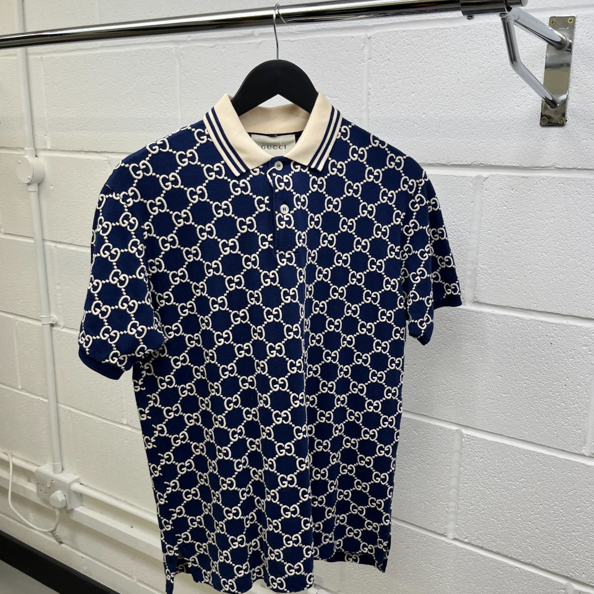 Men's Gg Jacquard Polo Shirt Blue Size S