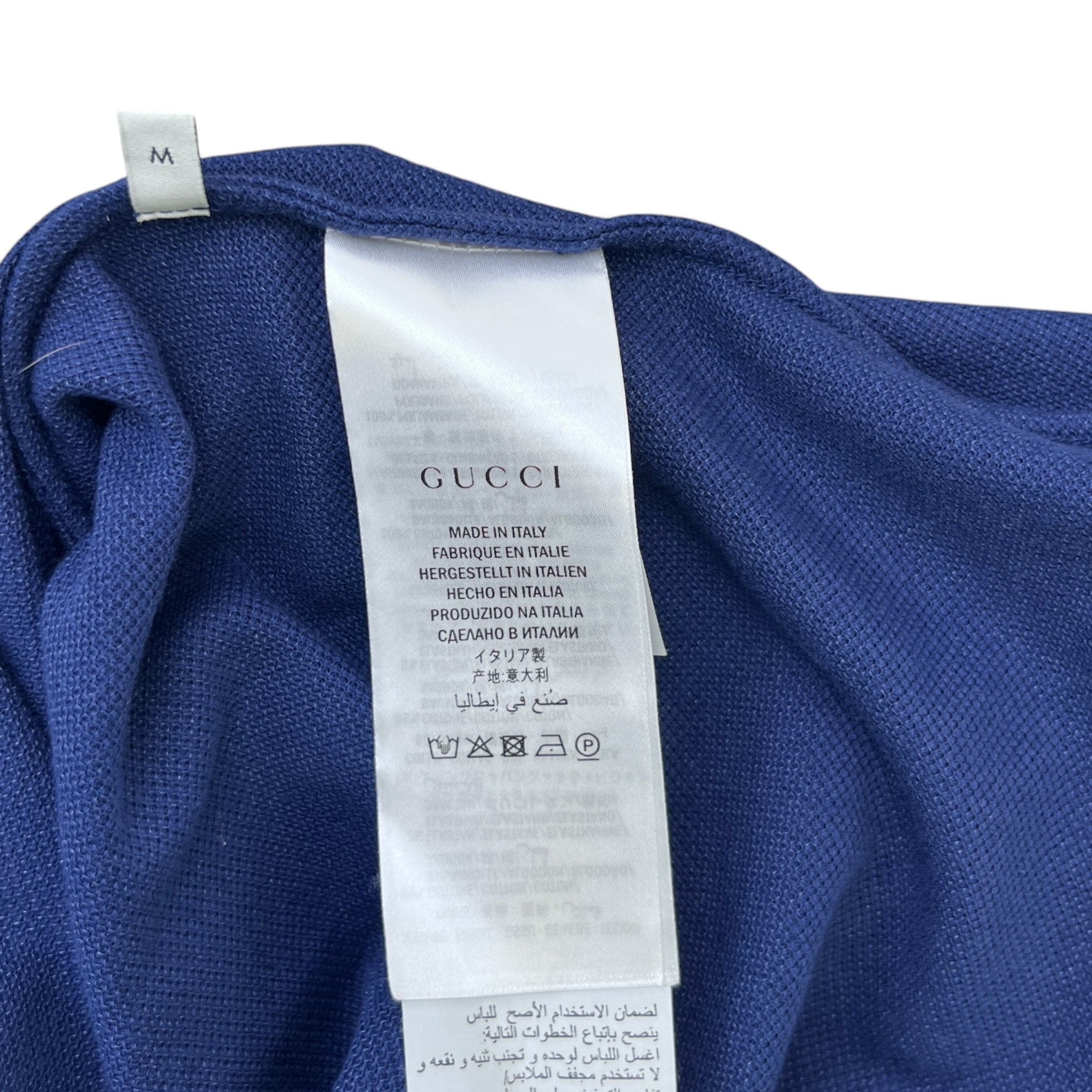 Men's Tape Logo Polo Shirt Blue Size M