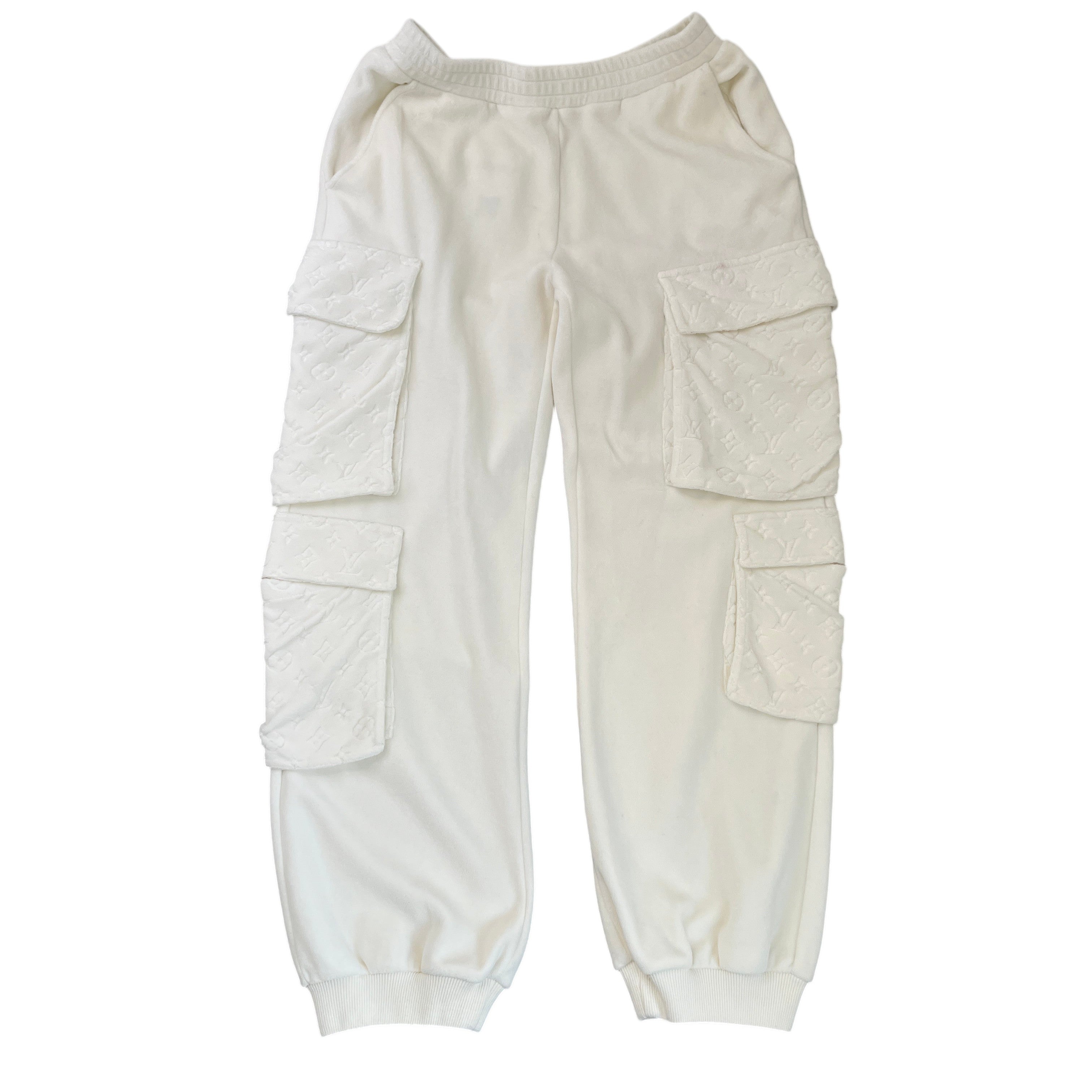 Men's Monogram Velour Joggers White Size XS